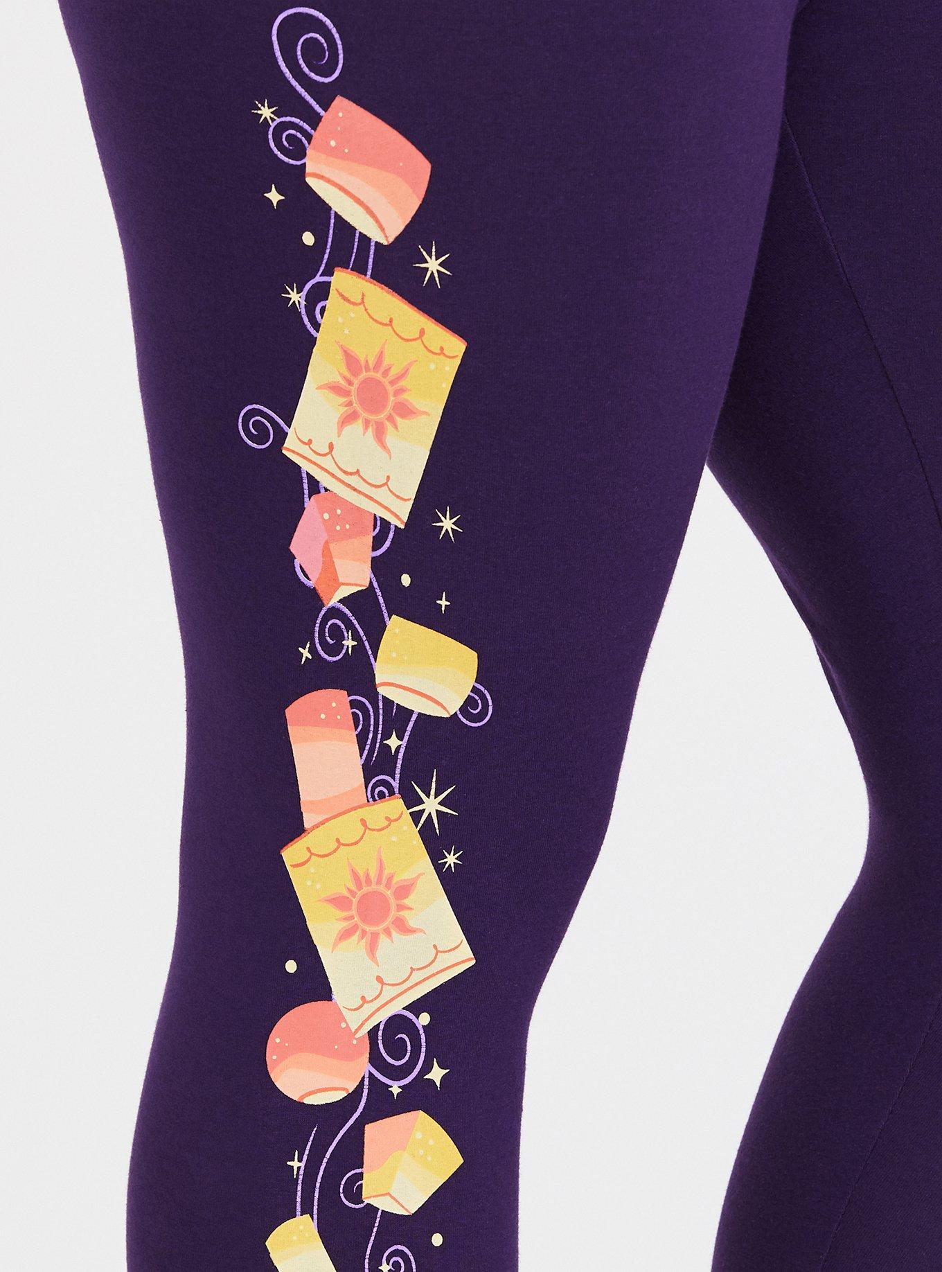 Plus Size Disney Tangled Lantern Dark Purple Crop Legging, PURPLE, alternate
