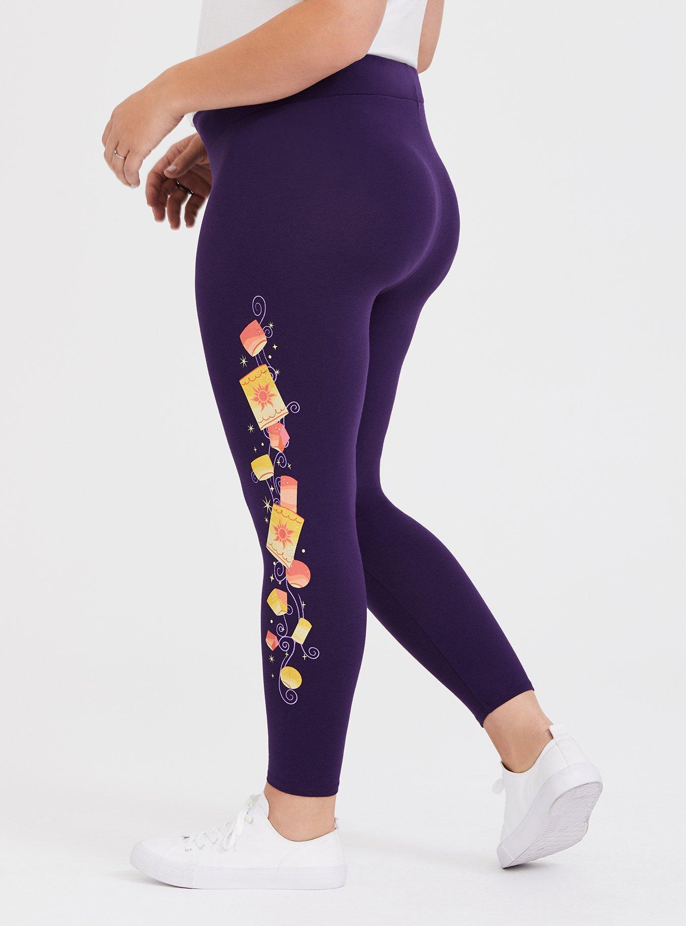 Plus Size Disney Tangled Lantern Dark Purple Crop Legging, PURPLE, alternate