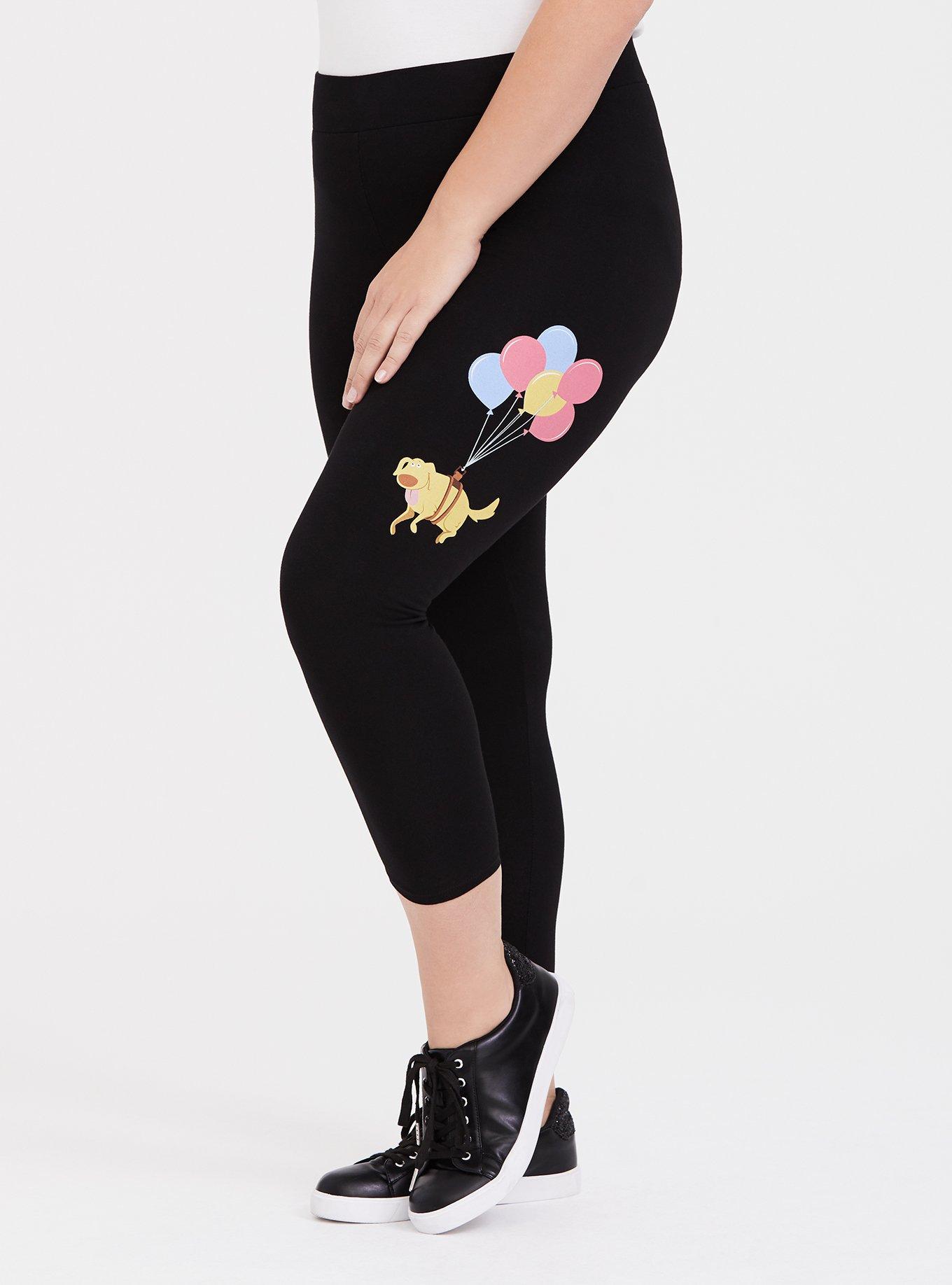 Plus Size Disney Pixar UP Dug Black Crop Premium Legging, DEEP BLACK, alternate