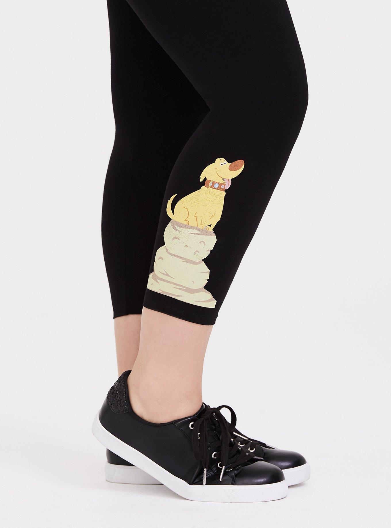 Plus Size Disney Pixar UP Dug Black Crop Premium Legging, DEEP BLACK, alternate