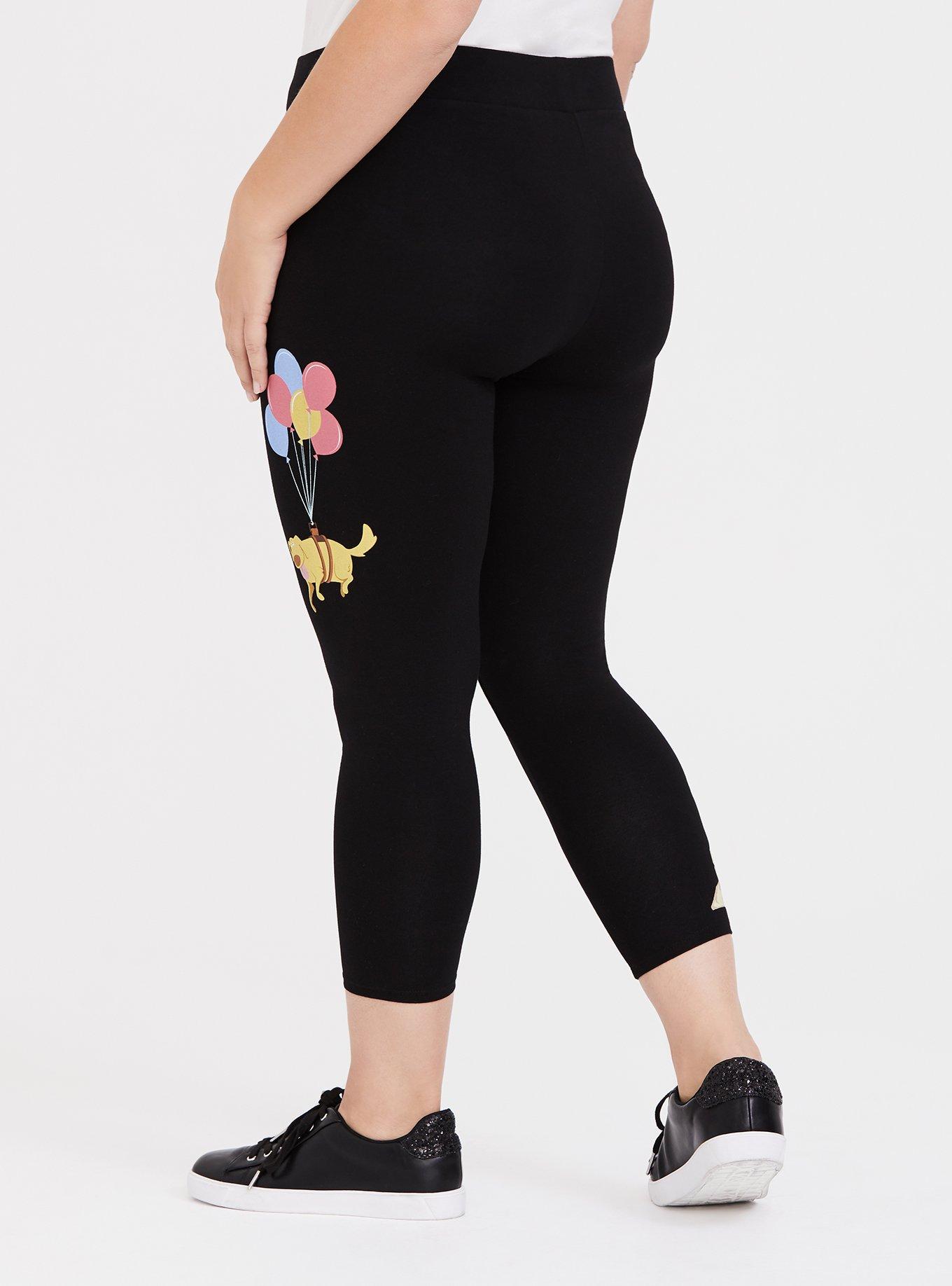 Plus Size Disney Pixar UP Dug Black Crop Premium Legging, DEEP BLACK, alternate