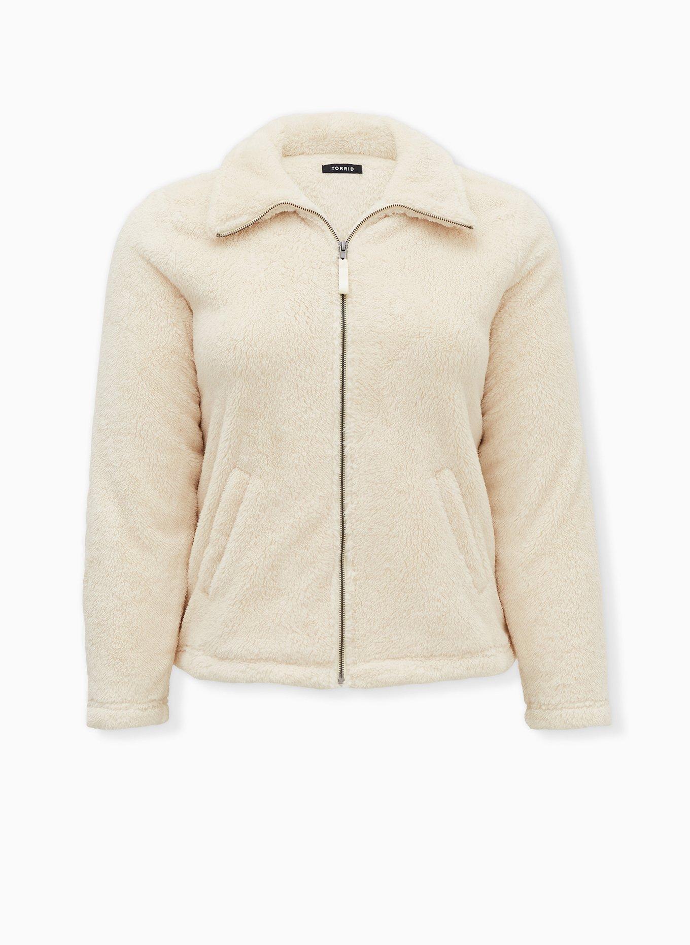 Sherpa Zip Up Jacket, IVORY, hi-res