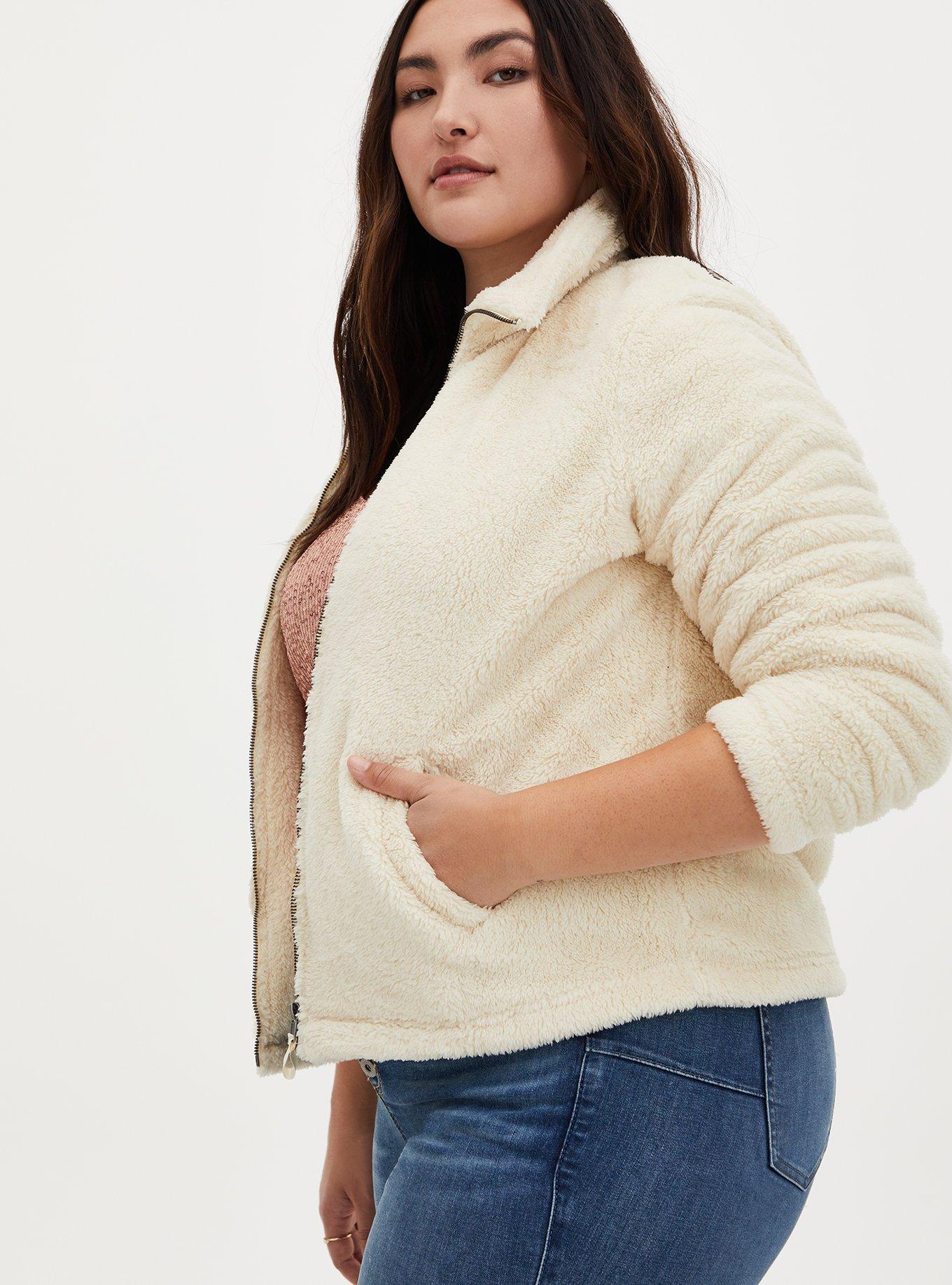 Sherpa Zip Up Jacket, IVORY, hi-res
