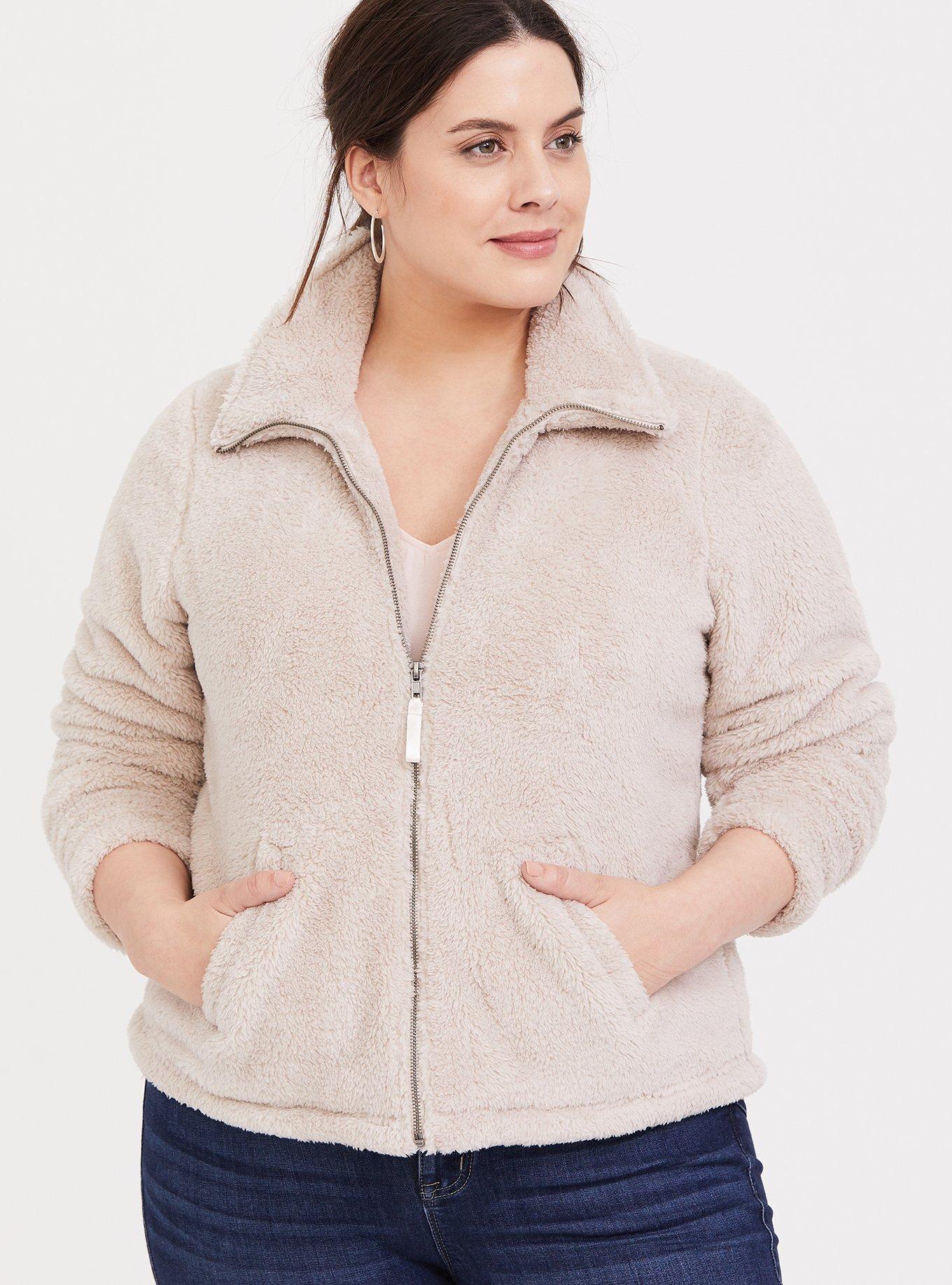 Plus size sherpa store zip up