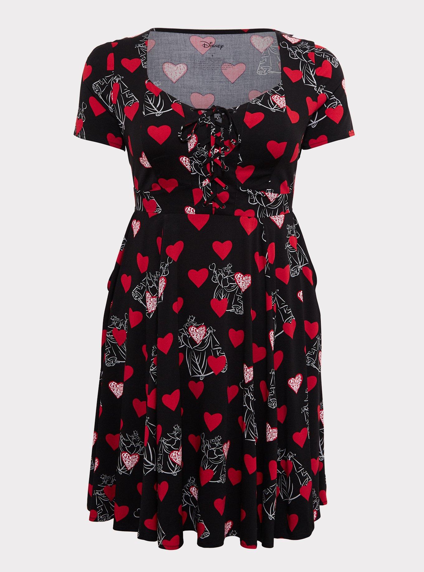 Disney Villains Queen of Hearts Black Lace-Up Skater Dress