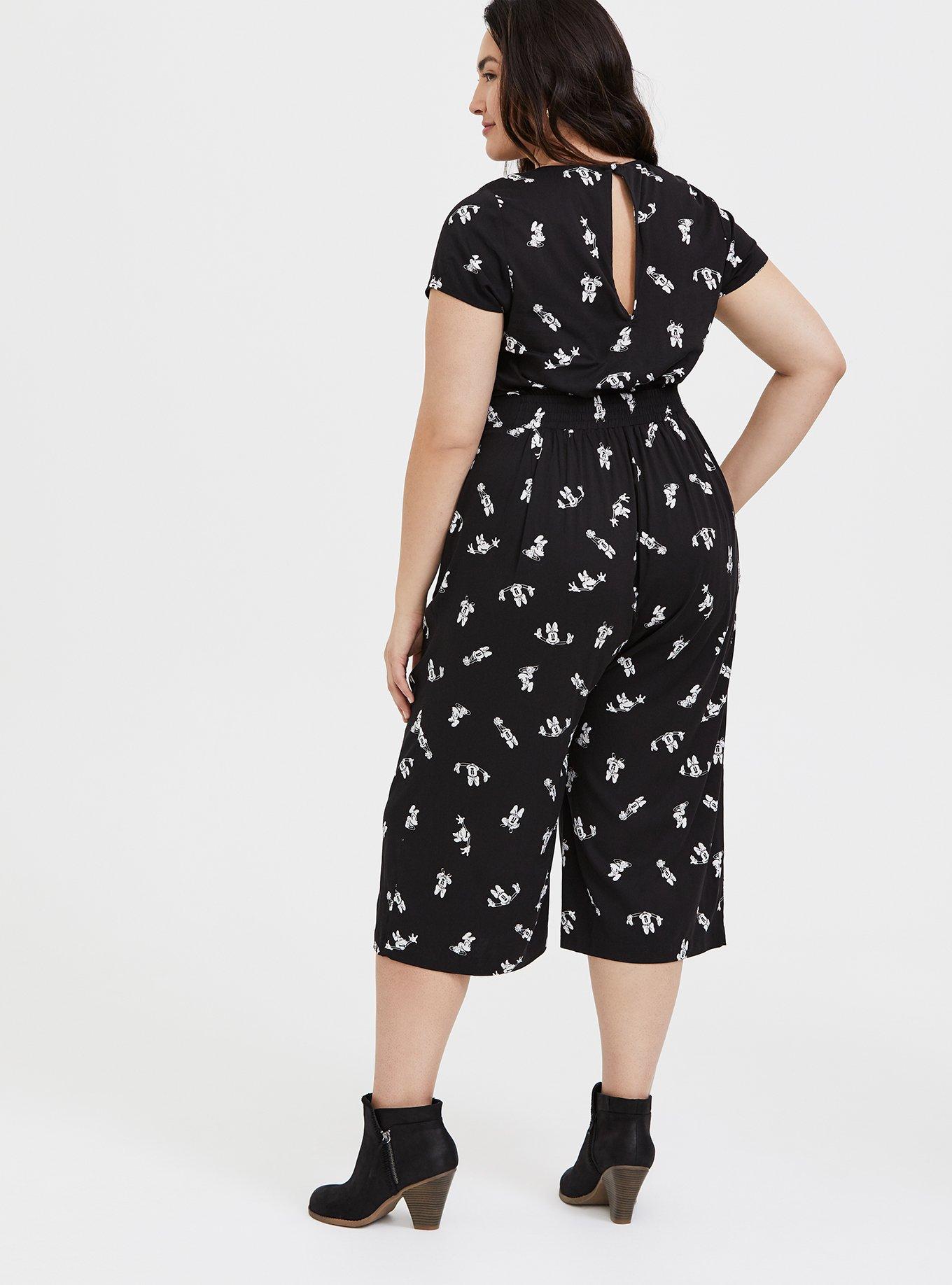 Plus Size Disney Minnie Mouse Black Challis Culotte Jumpsuit, OTHER PRINTS, alternate