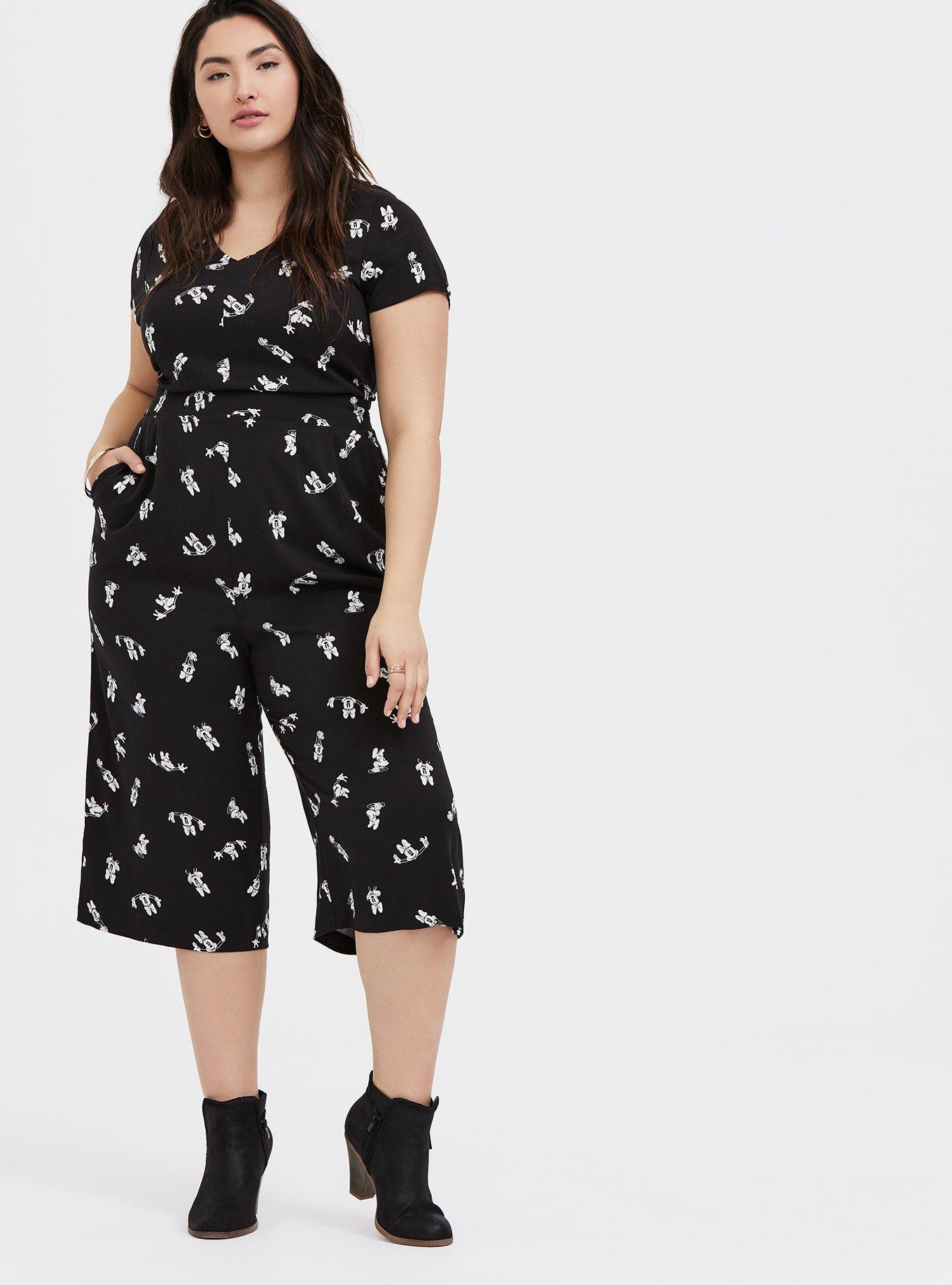 Perforeren Fractie cilinder Plus Size - Disney Minnie Mouse Black Challis Culotte Jumpsuit - Torrid