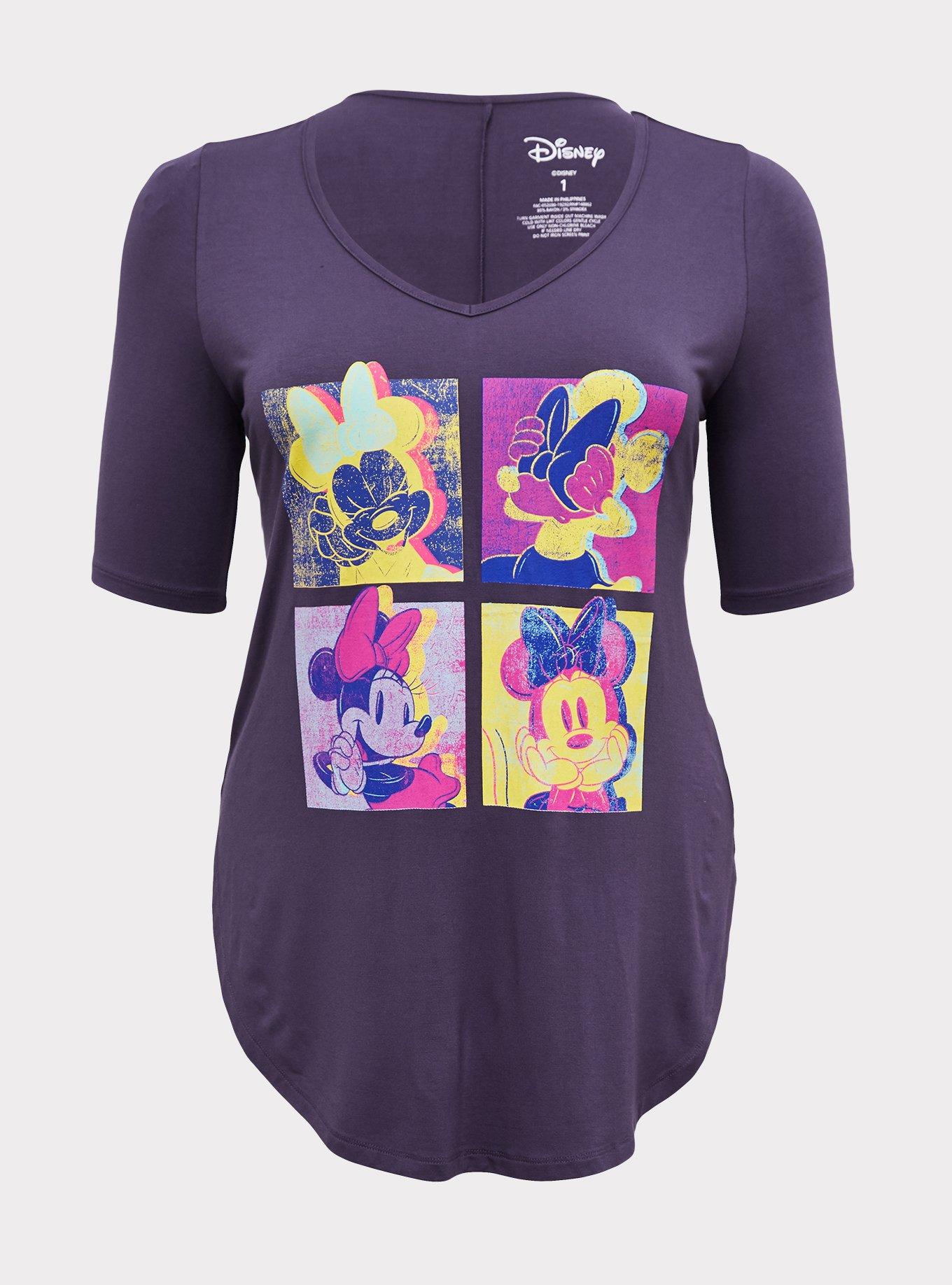 Disney Minnie Mouse Slate Grey Retro Art Tunic Top, GREY, hi-res
