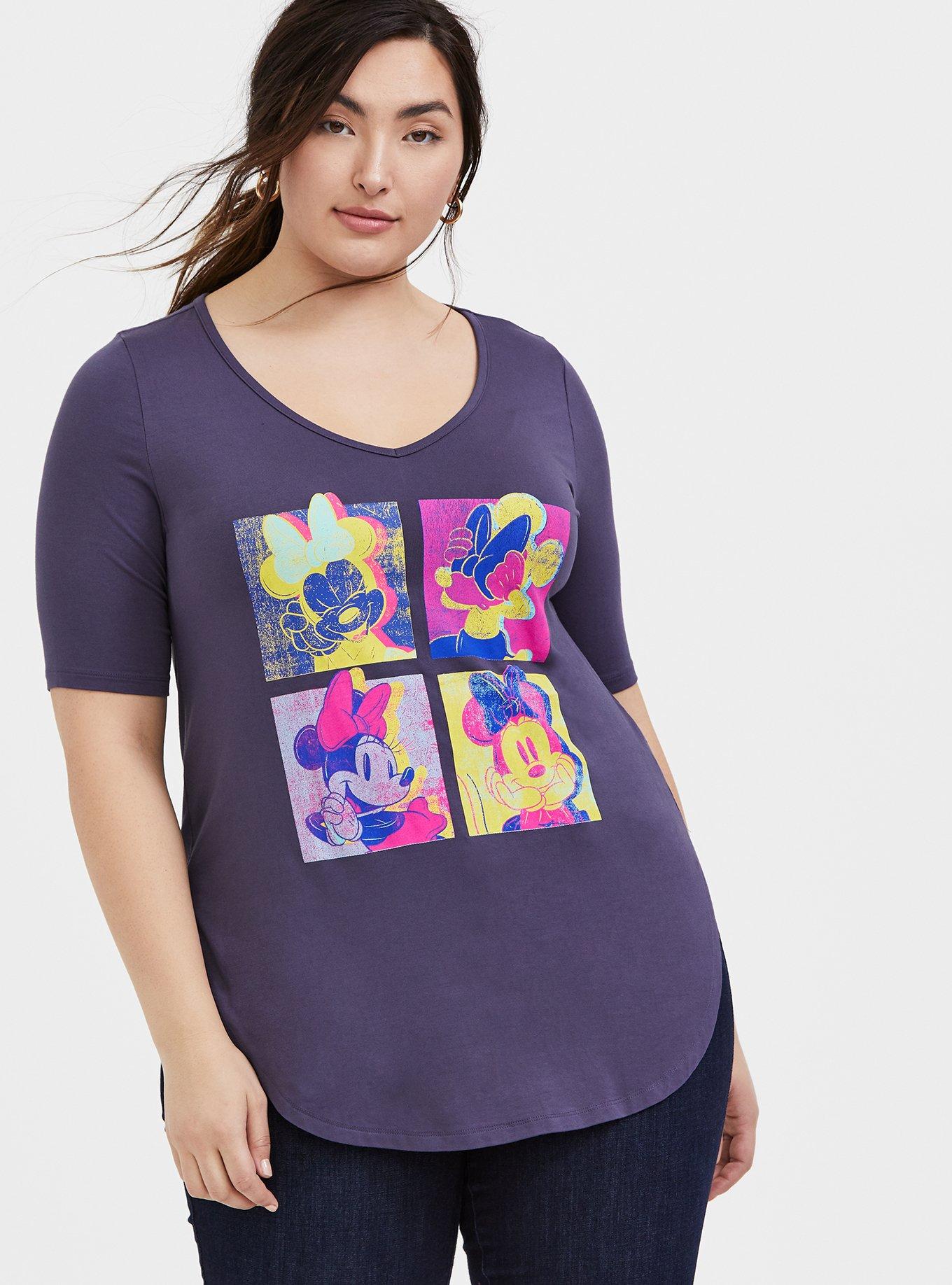 Disney Minnie Mouse Slate Grey Retro Art Tunic Top, GREY, hi-res