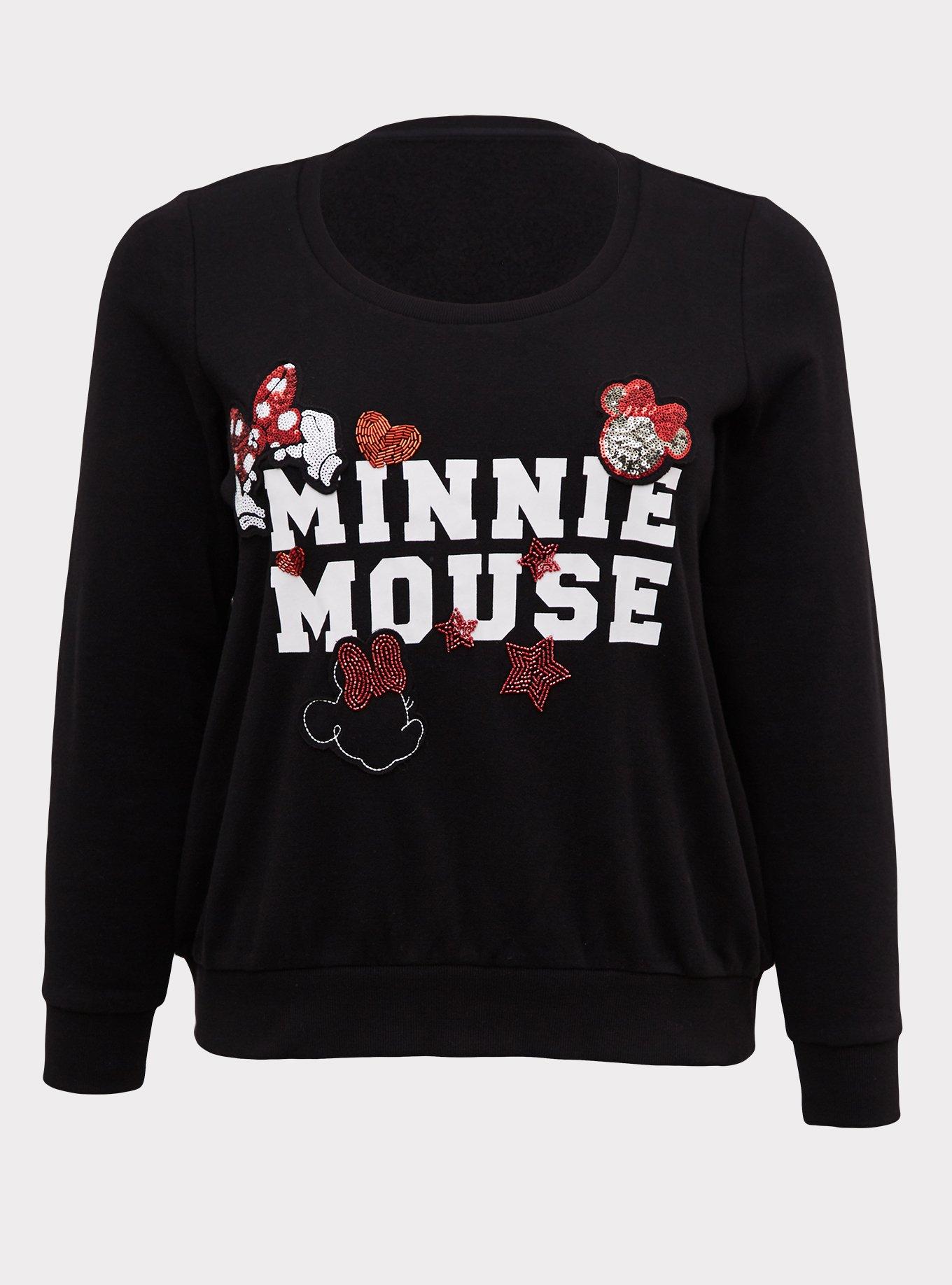 Plus Size - Disney Minnie Mouse Embellished Black Sweatshirt - Torrid