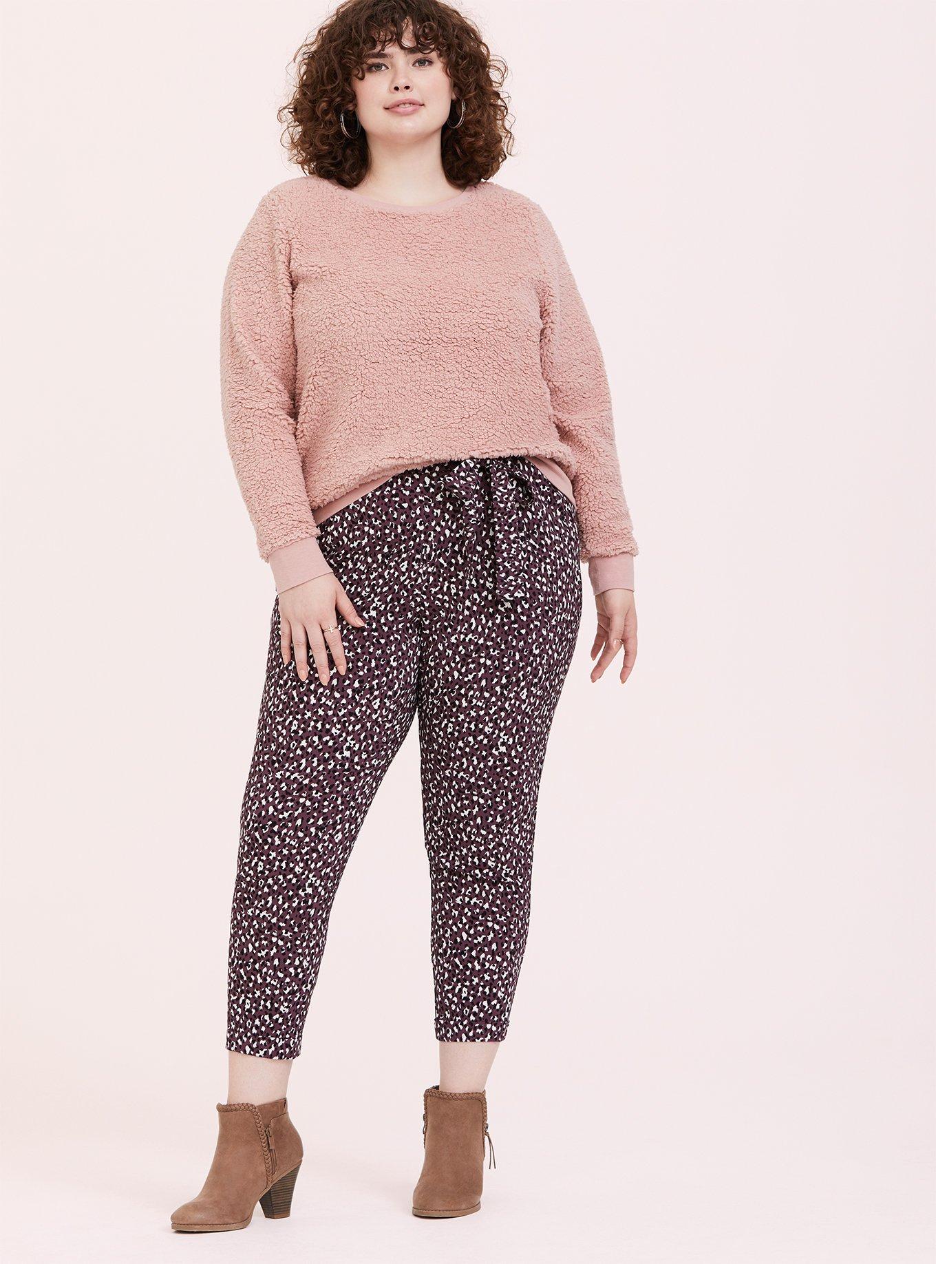 Plus Size Blush Pink Faux Fur Teddy Pullover, DUSTY QUARTZ, alternate