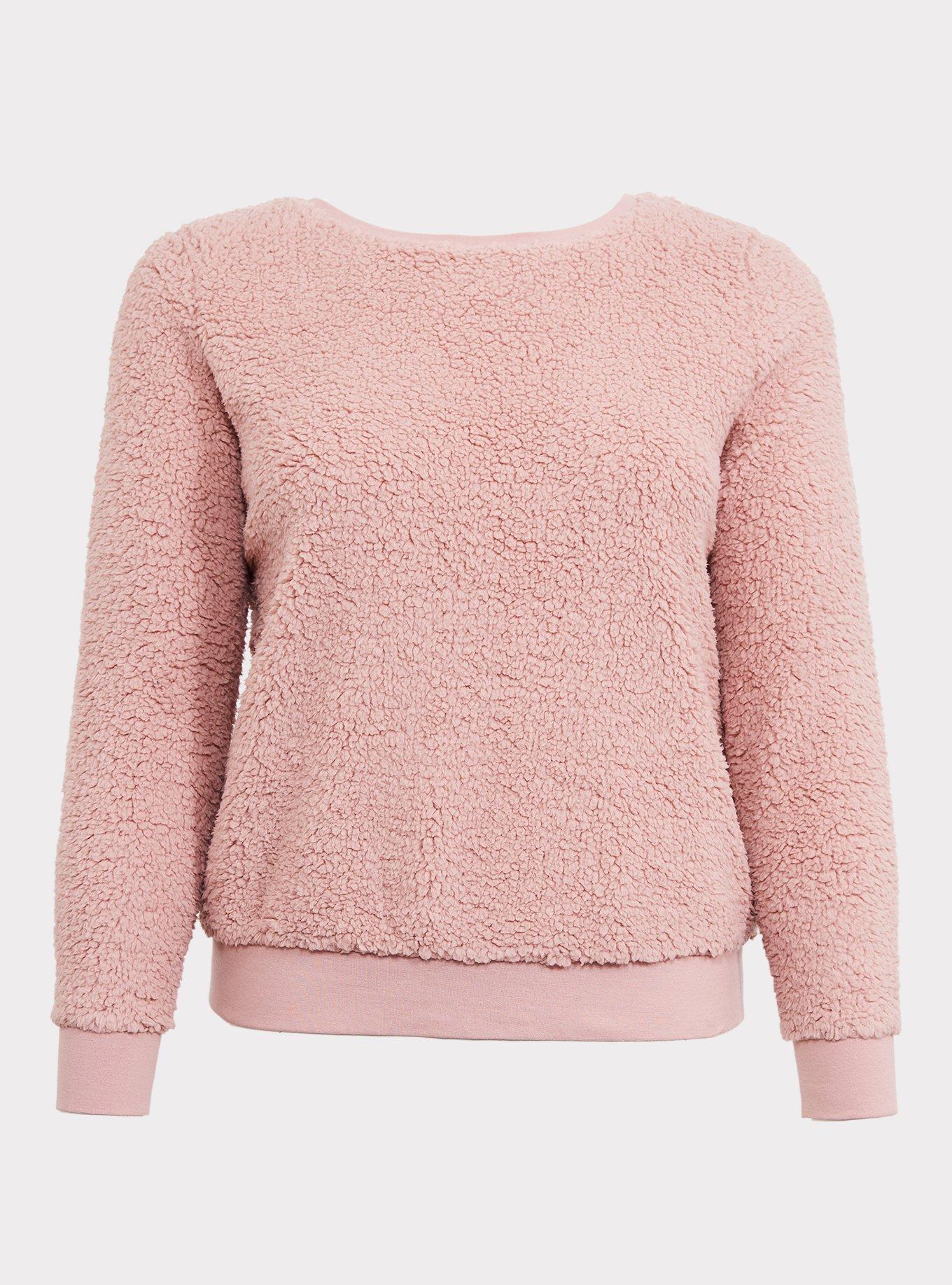 Blush Pink Faux Fur Teddy Pullover, , hi-res