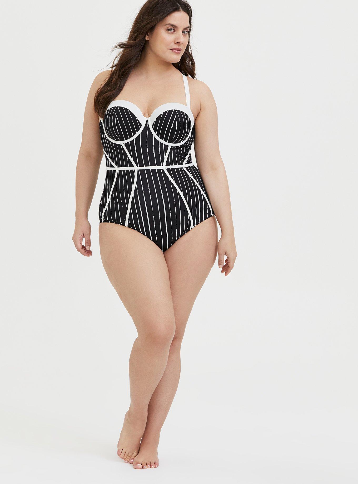 Plus Size - Slim Fix Underwire Piping One Piece Swimsuit - Torrid