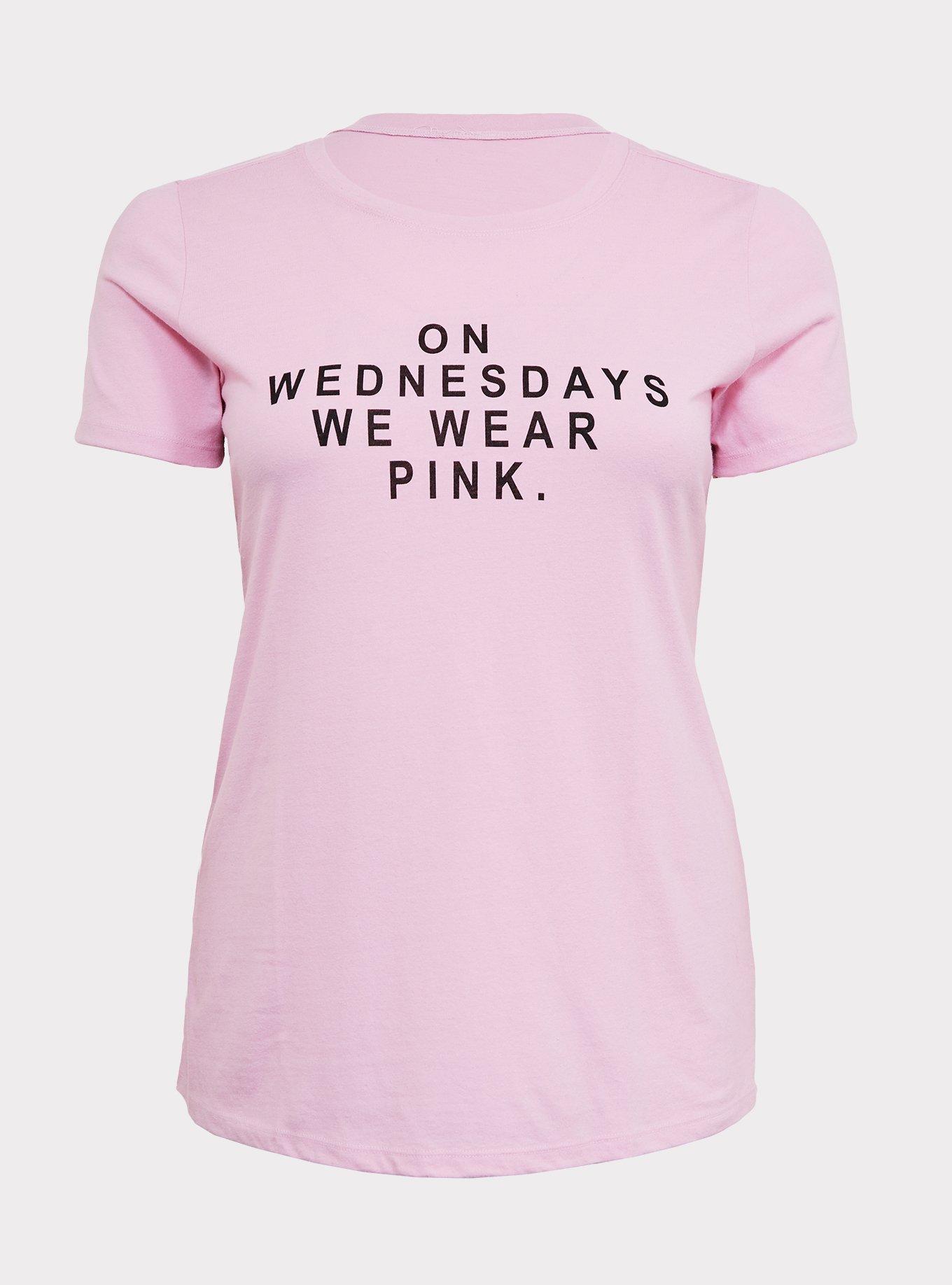 Mean Girls On Wednesdays We Wear Pink Crew Tee, , hi-res