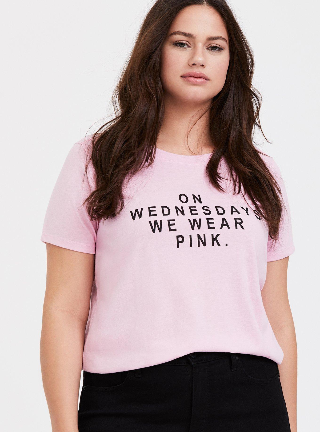 Mean Girls On Wednesdays We Wear Pink Crew Tee, , hi-res