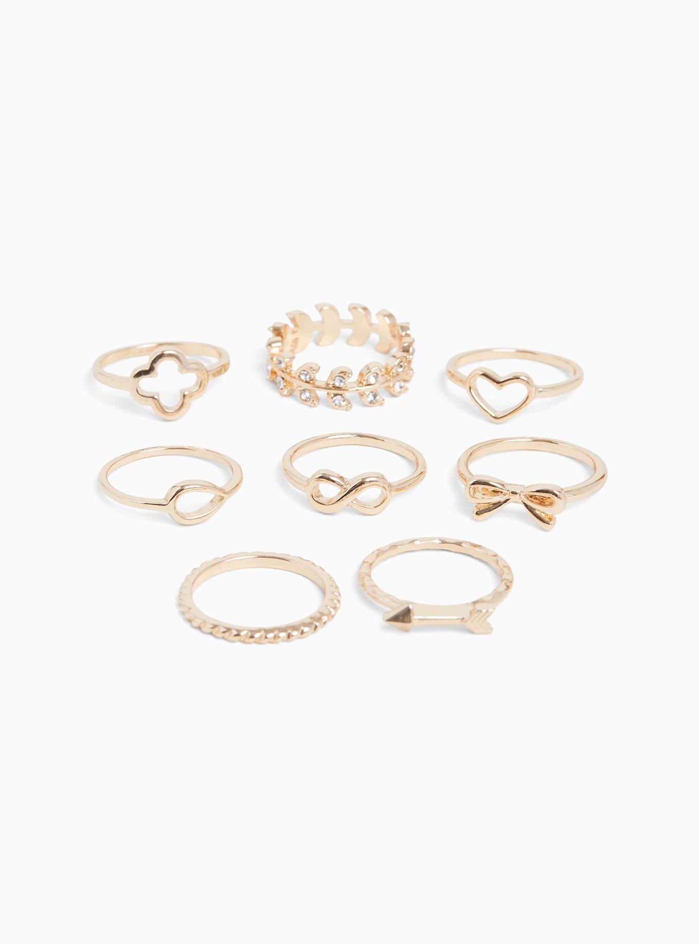 Plus Size - Gold-Tone Infinity Stackable Ring Set - Set of 8 - Torrid