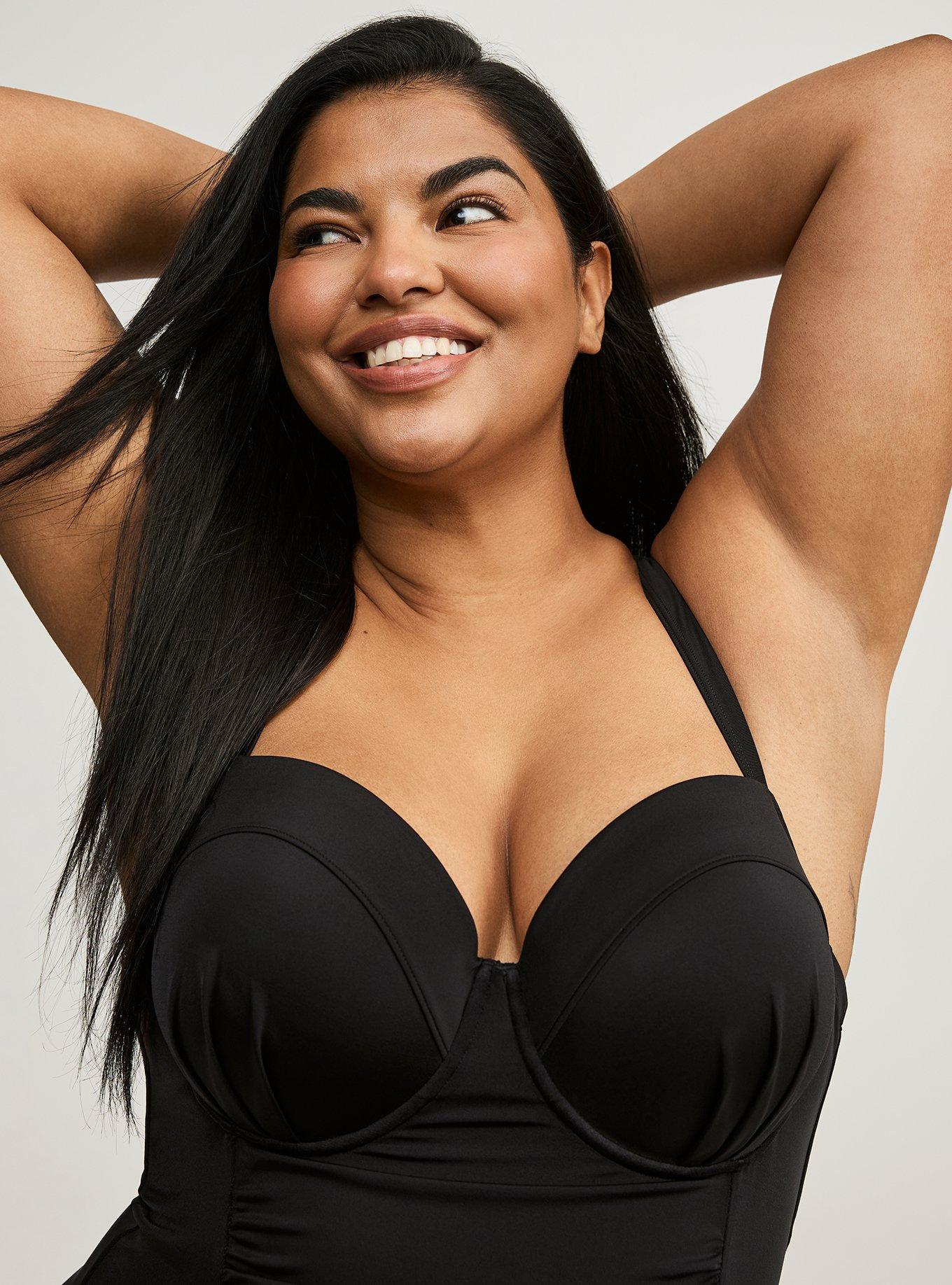 Plus Size - Mesh Strappy Piping Deep V Bralette - Torrid