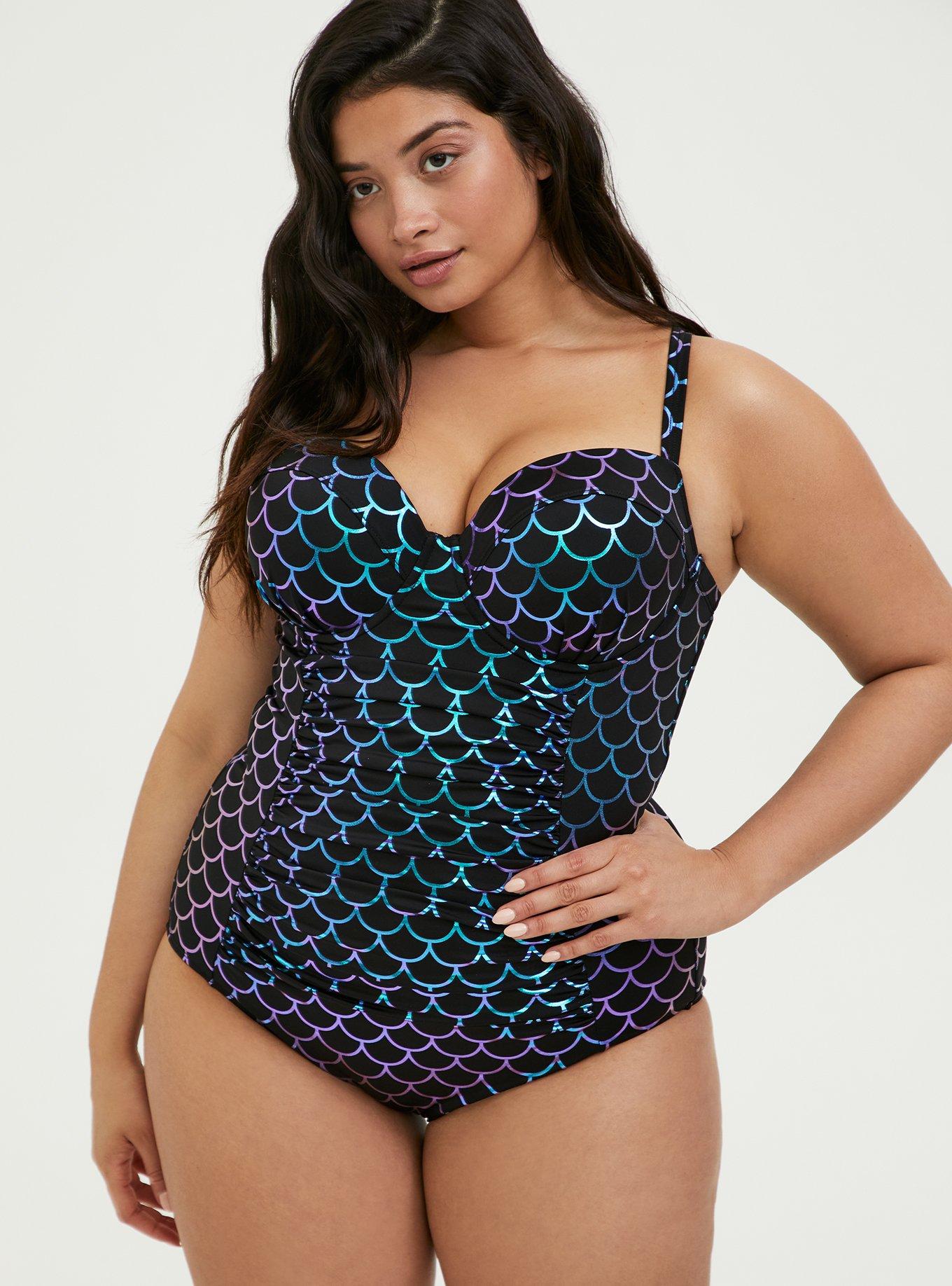 Plus Size - Corset Shape Swim One Piece - Black - Torrid