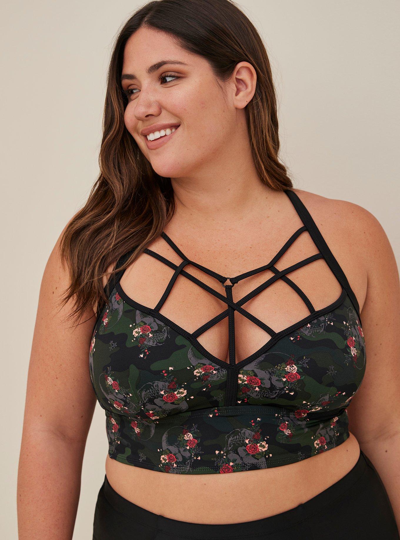 torrid, Swim, Torrid 2 Cage Front Skull Camo Roses Bikini Top