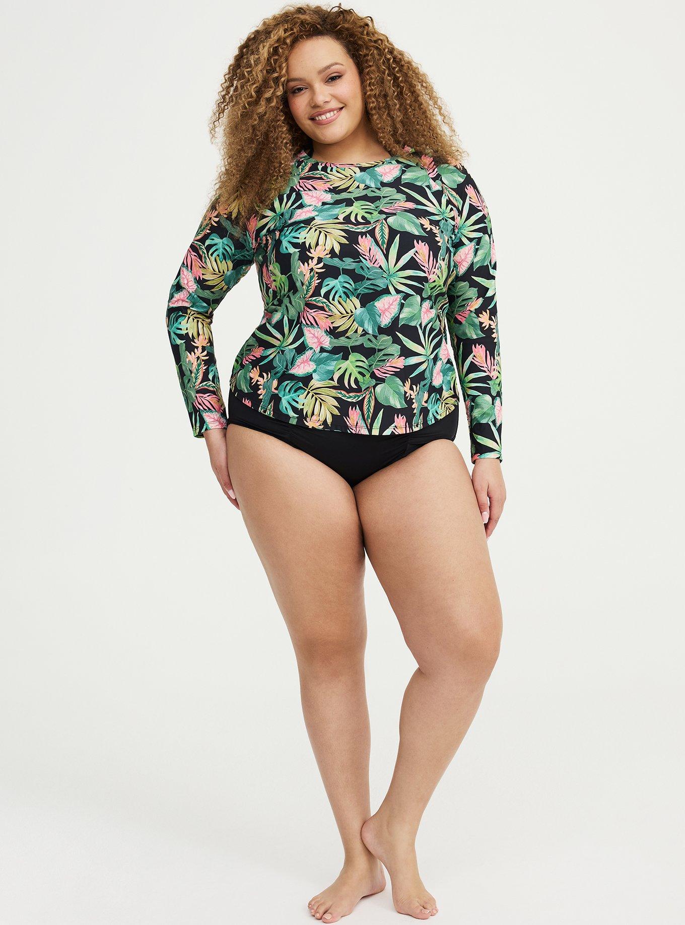 Long Sleeve Swim Shirt, ARIANA TROPICAL BLACK, alternate