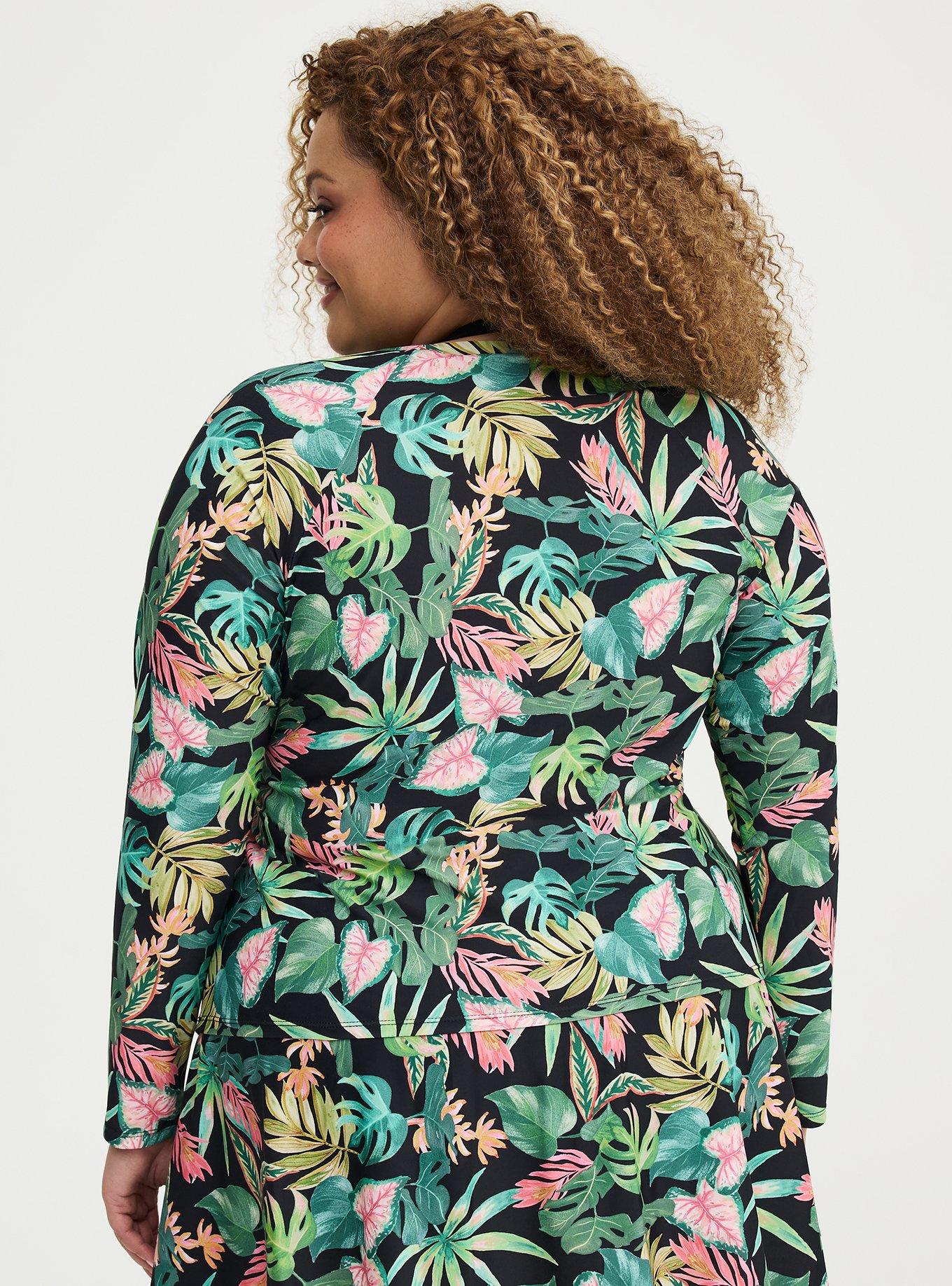 Long Sleeve Swim Shirt, ARIANA TROPICAL BLACK, alternate