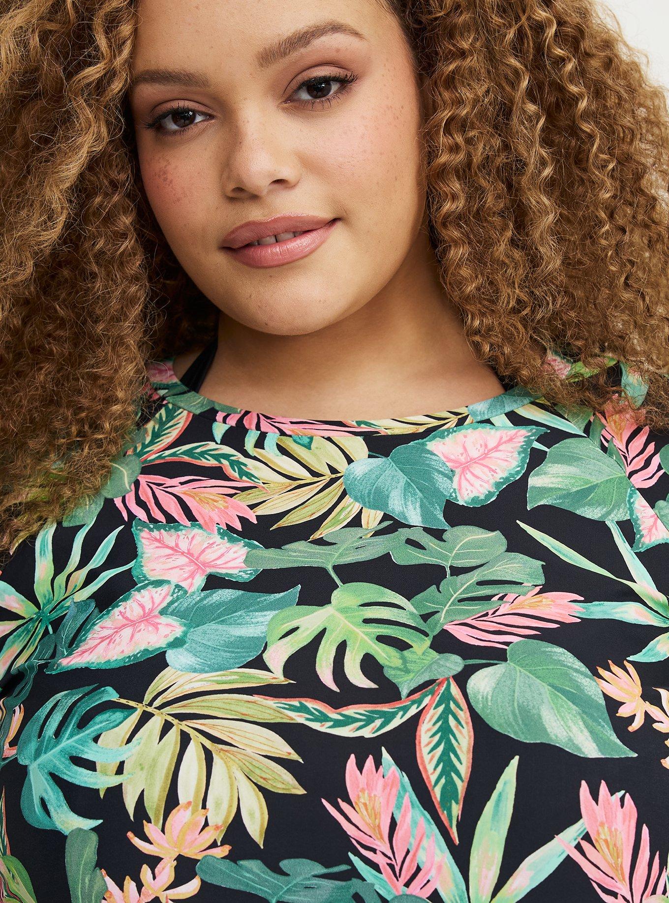 Long Sleeve Swim Shirt, ARIANA TROPICAL BLACK, alternate