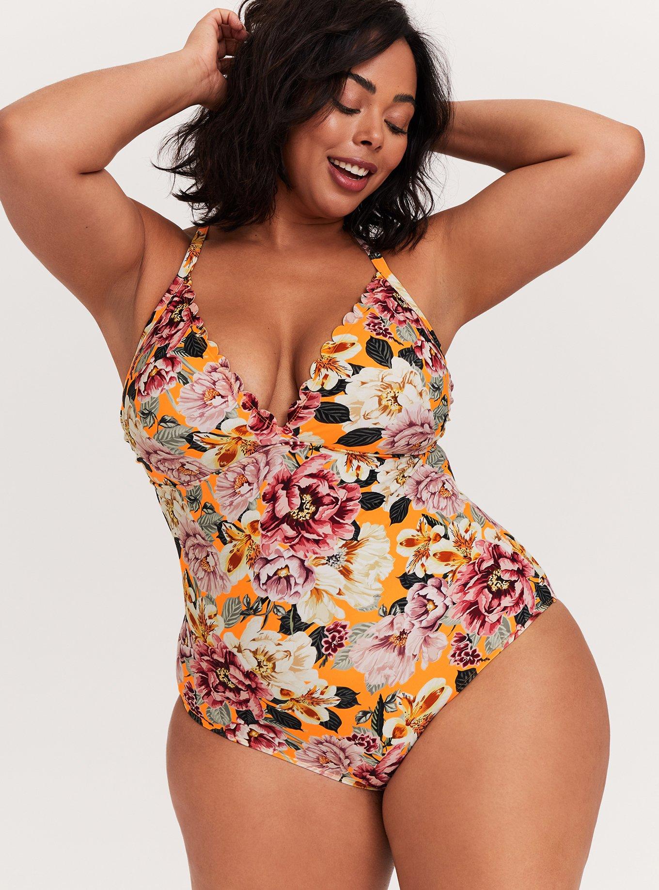 Torrid 2 2x 💚Underwire PLUS Slimming 1 Piece Swimsuit Sexy Lace