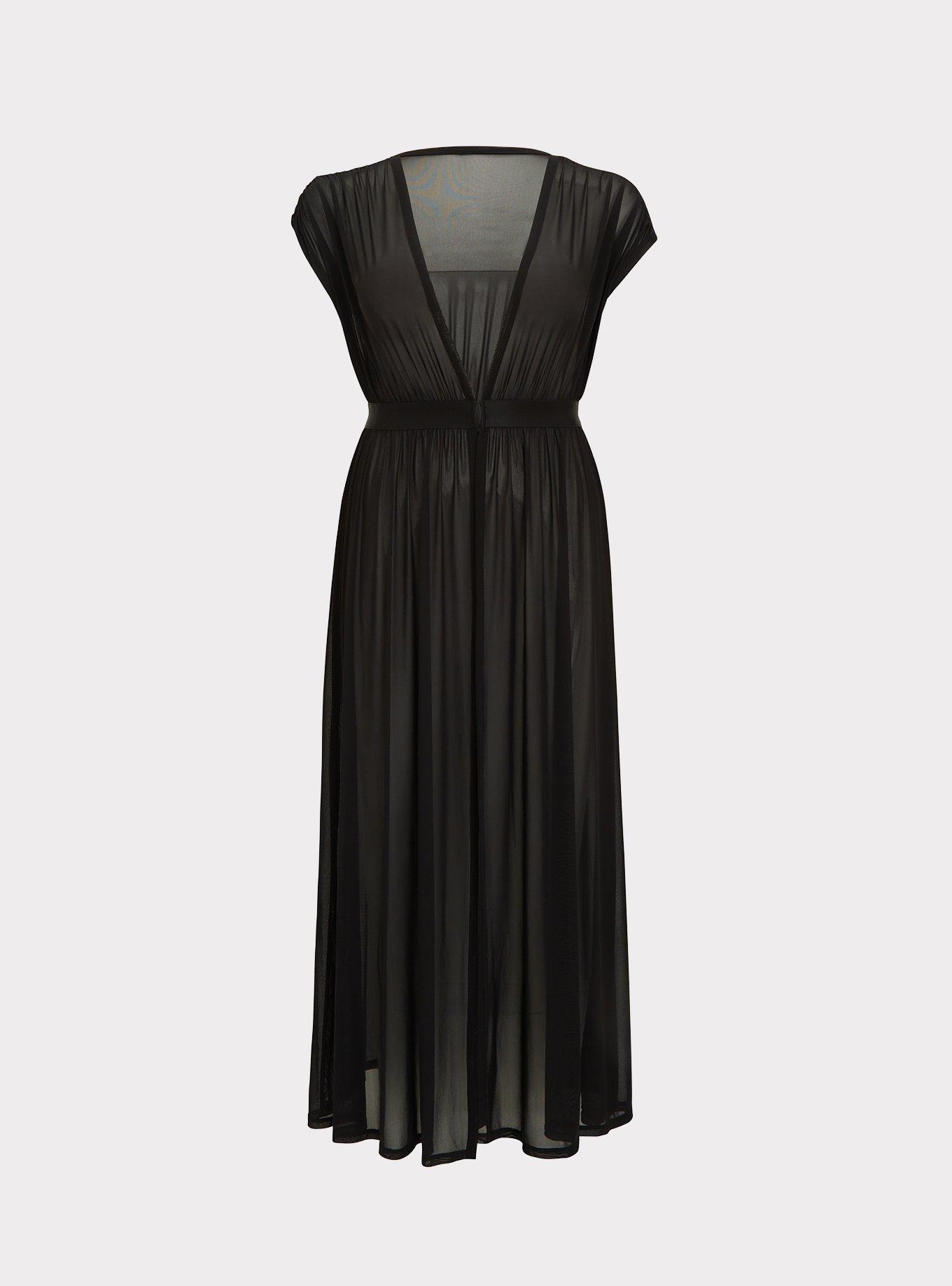 Maxi Mesh Short Sleeve Coverup Kimono, , hi-res