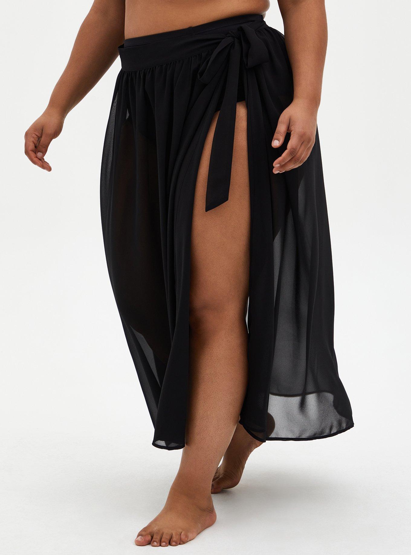 Pinup Fashion Plus Size Sarong Swimsuit Cover Ups Bikini Beach Cover-Ups  Wrap Skirt Sheer Chiffon Beach Coverups, Black, 28-30 Plus : :  Clothing, Shoes & Accessories