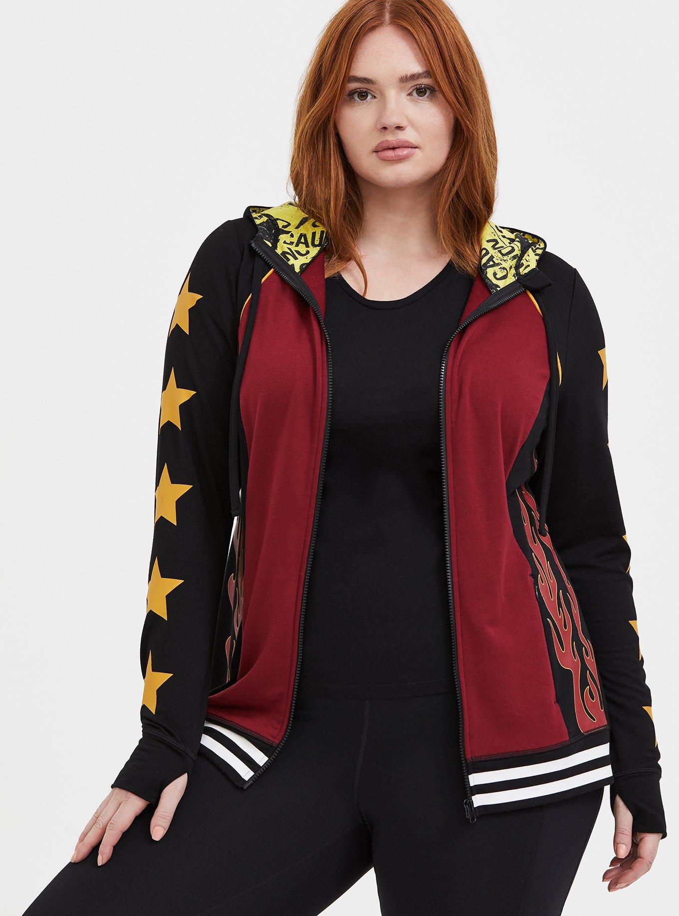 Plus Size - Her Universe DC Comics Birds Of Prey Harley Quinn Black Active Zip  Hoodie - Torrid