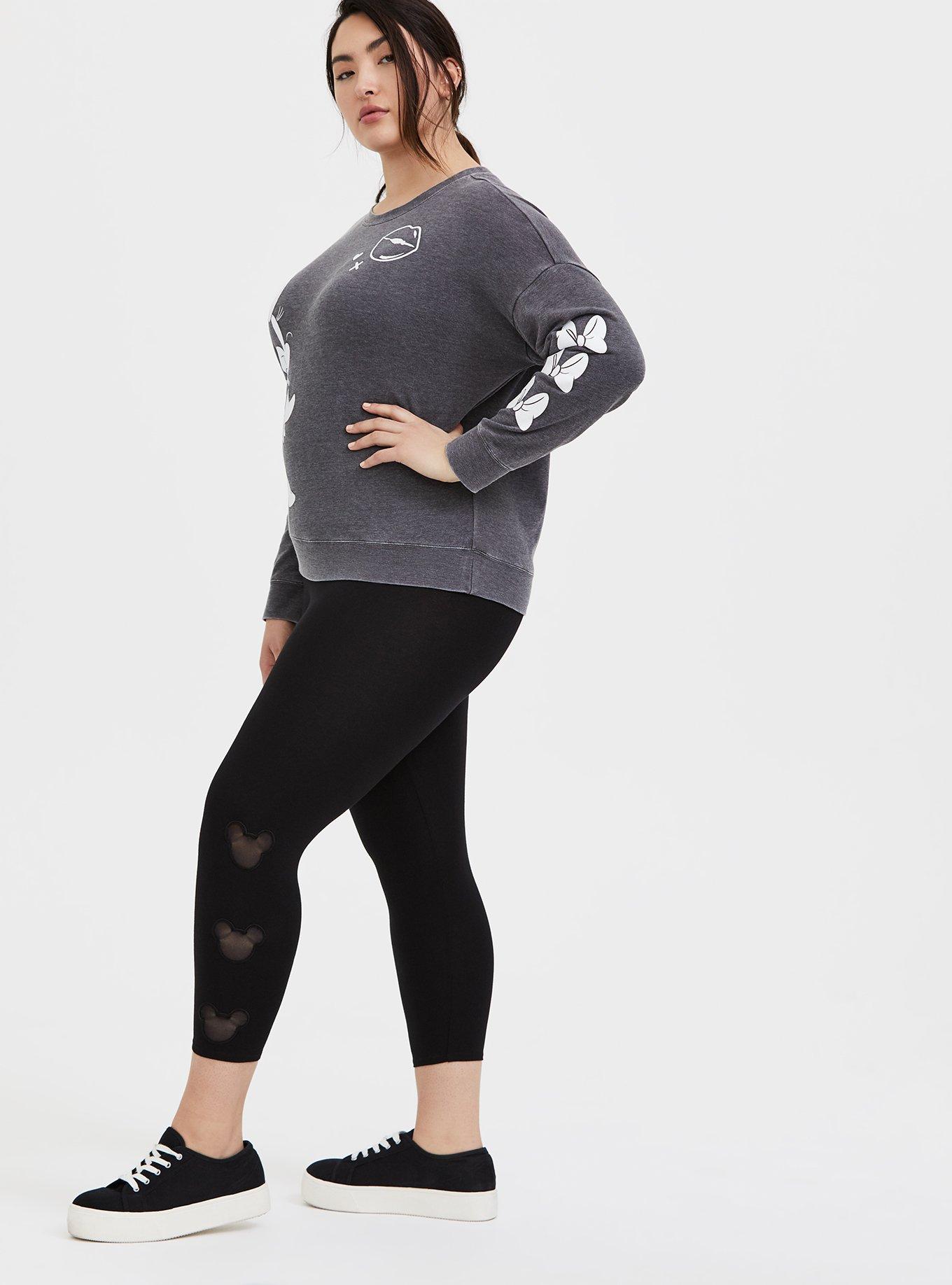 Disney Mickey Mouse Mesh Insert Black Crop Legging, DEEP BLACK, alternate