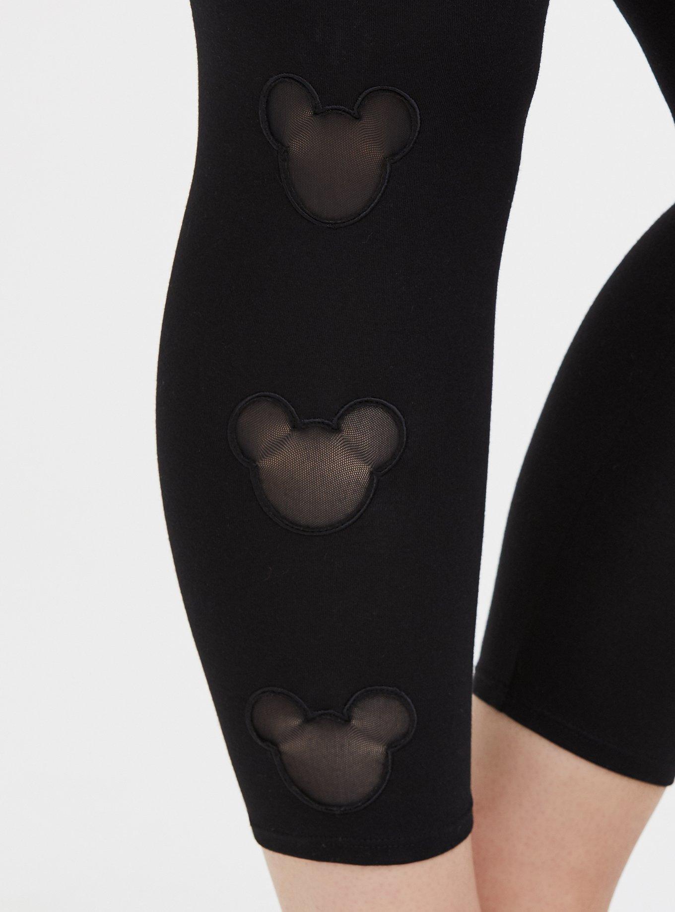 Disney Mickey Mouse Mesh Insert Black Crop Legging, DEEP BLACK, alternate
