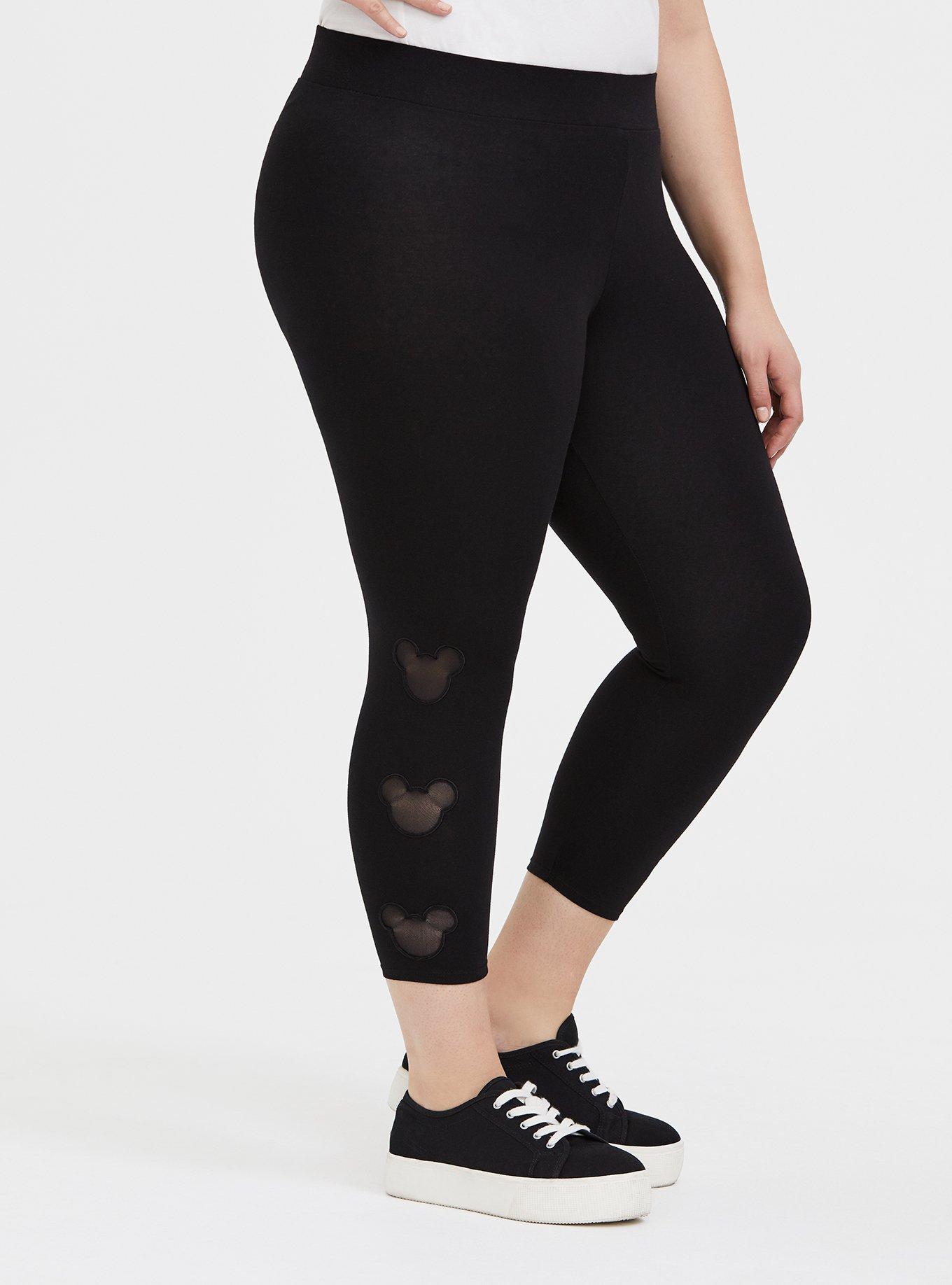 Disney Mickey Mouse Mesh Insert Black Crop Legging, DEEP BLACK, hi-res