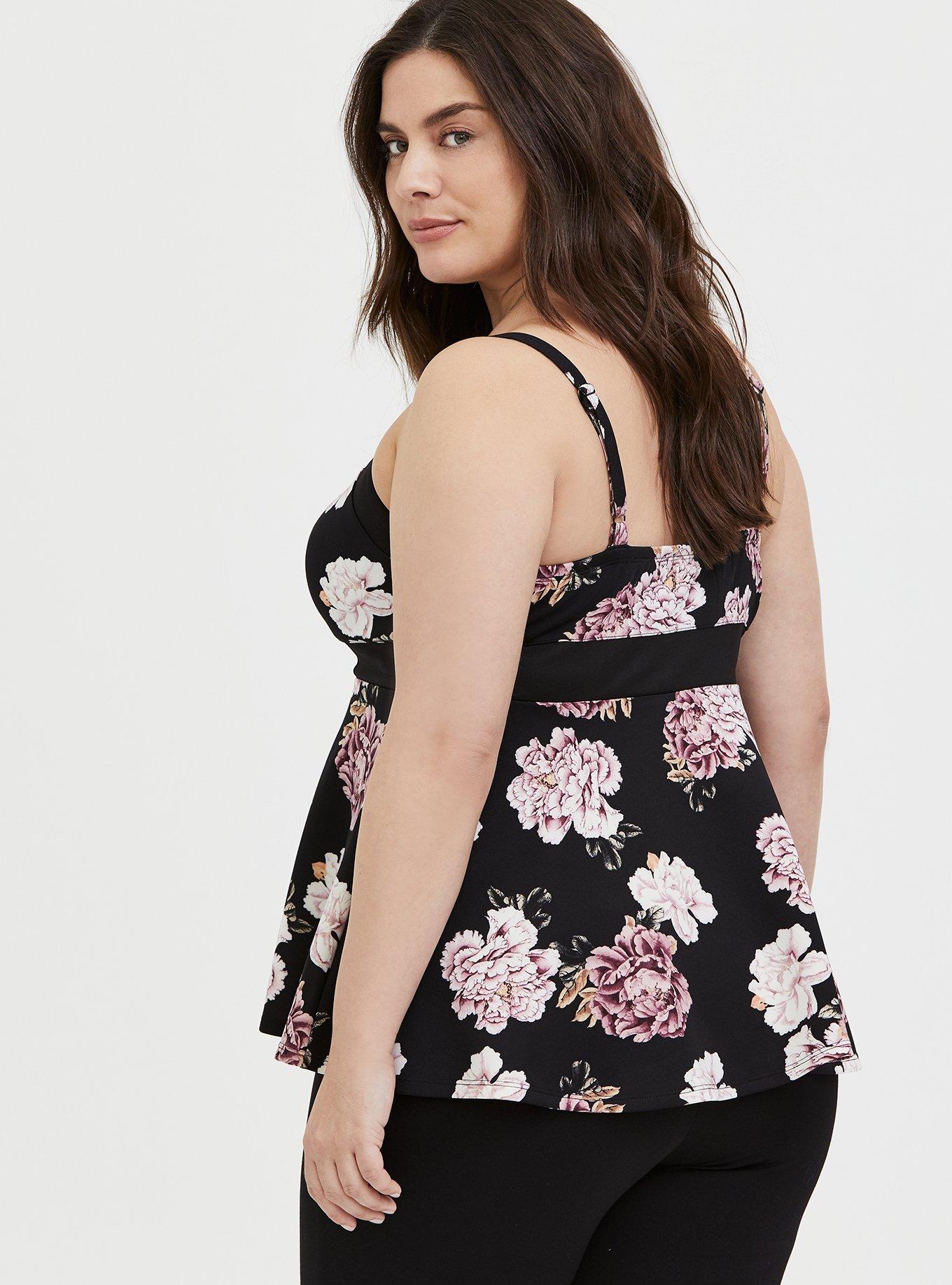 Scuba Peplum Cami, FLORAL PURPLE, alternate