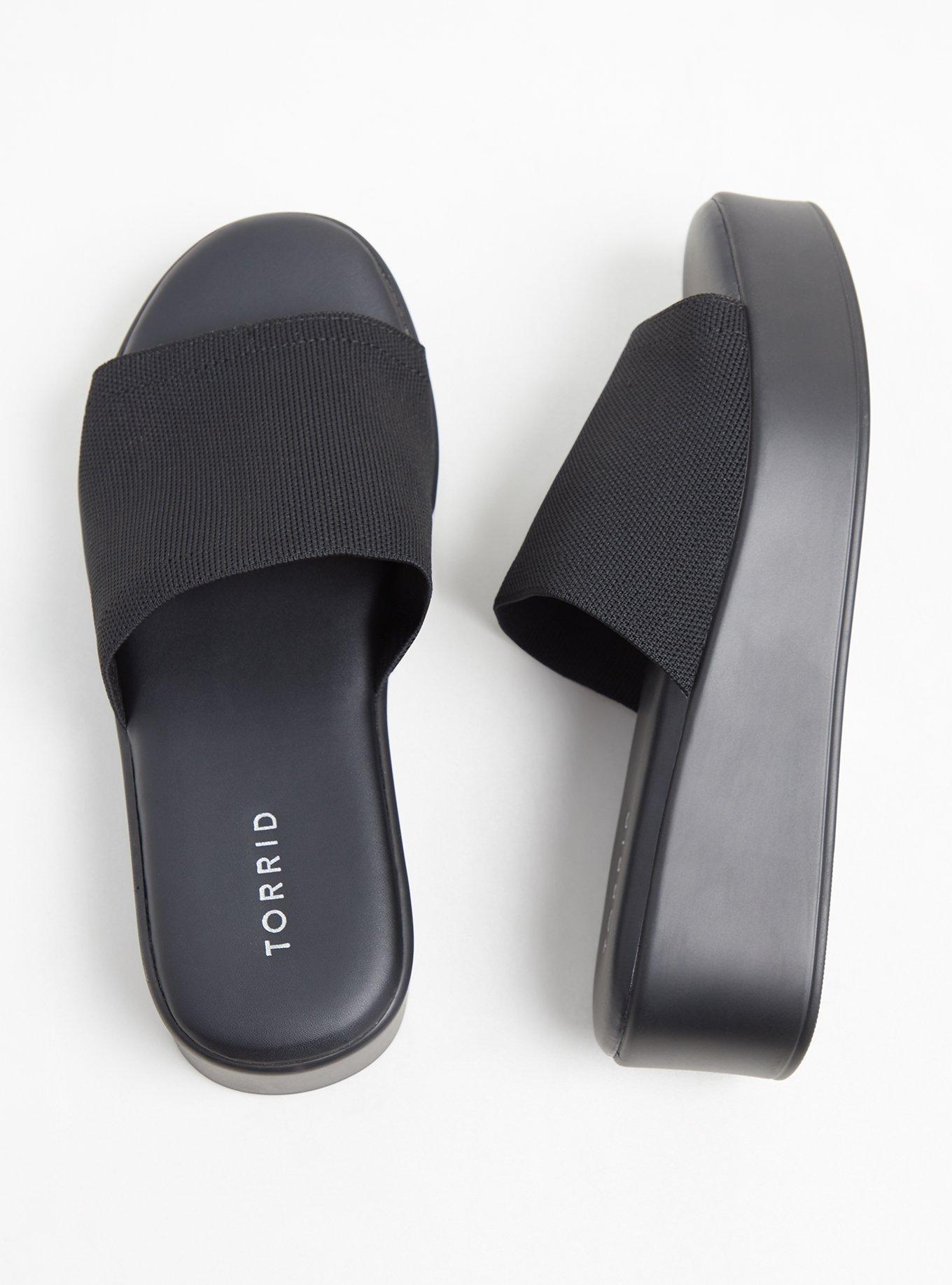 Black Stretch Platform Slide (WW), , alternate