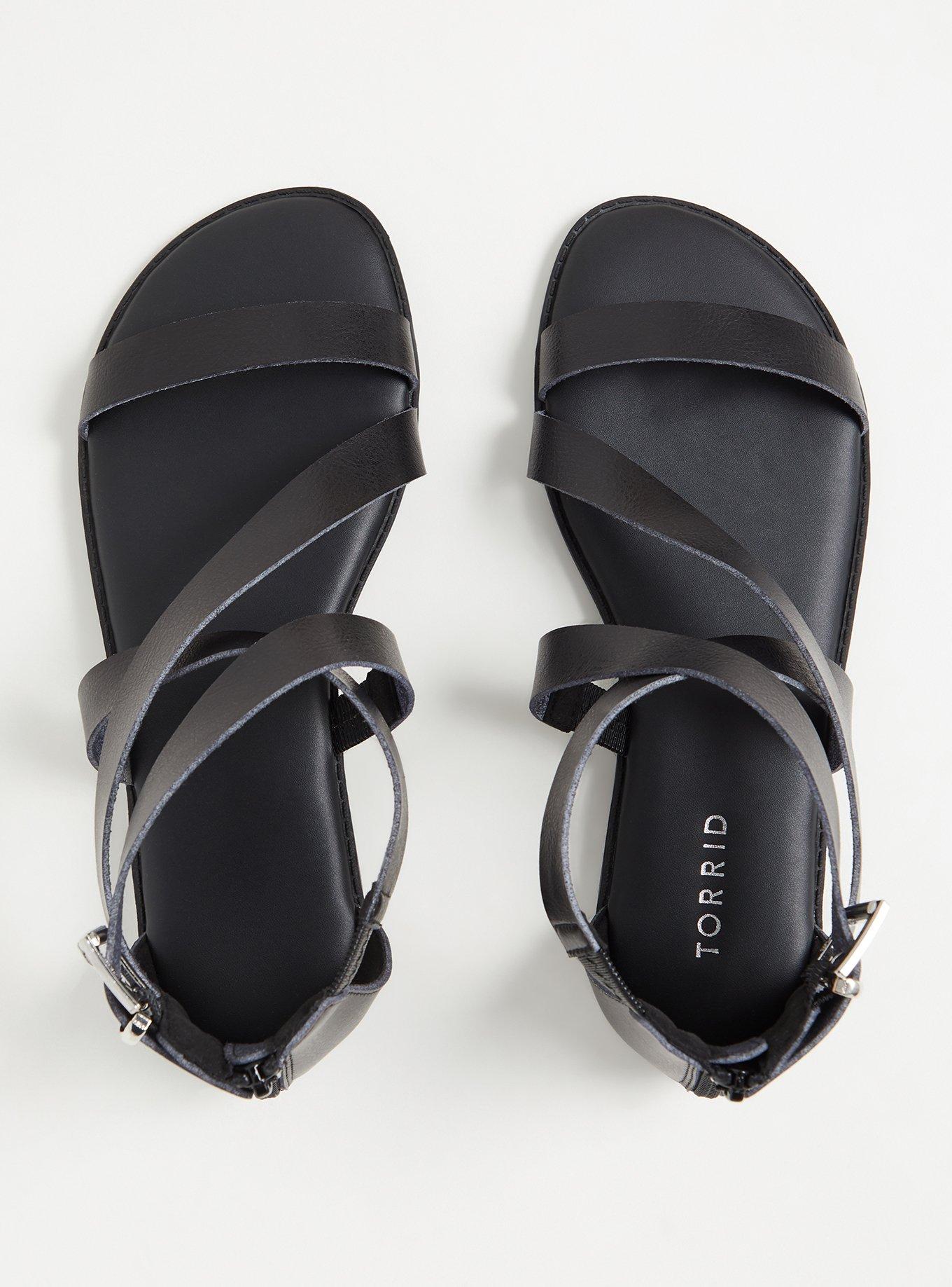 Plus Size Asymmetric Gladiator Sandal (WW), BLACK, alternate