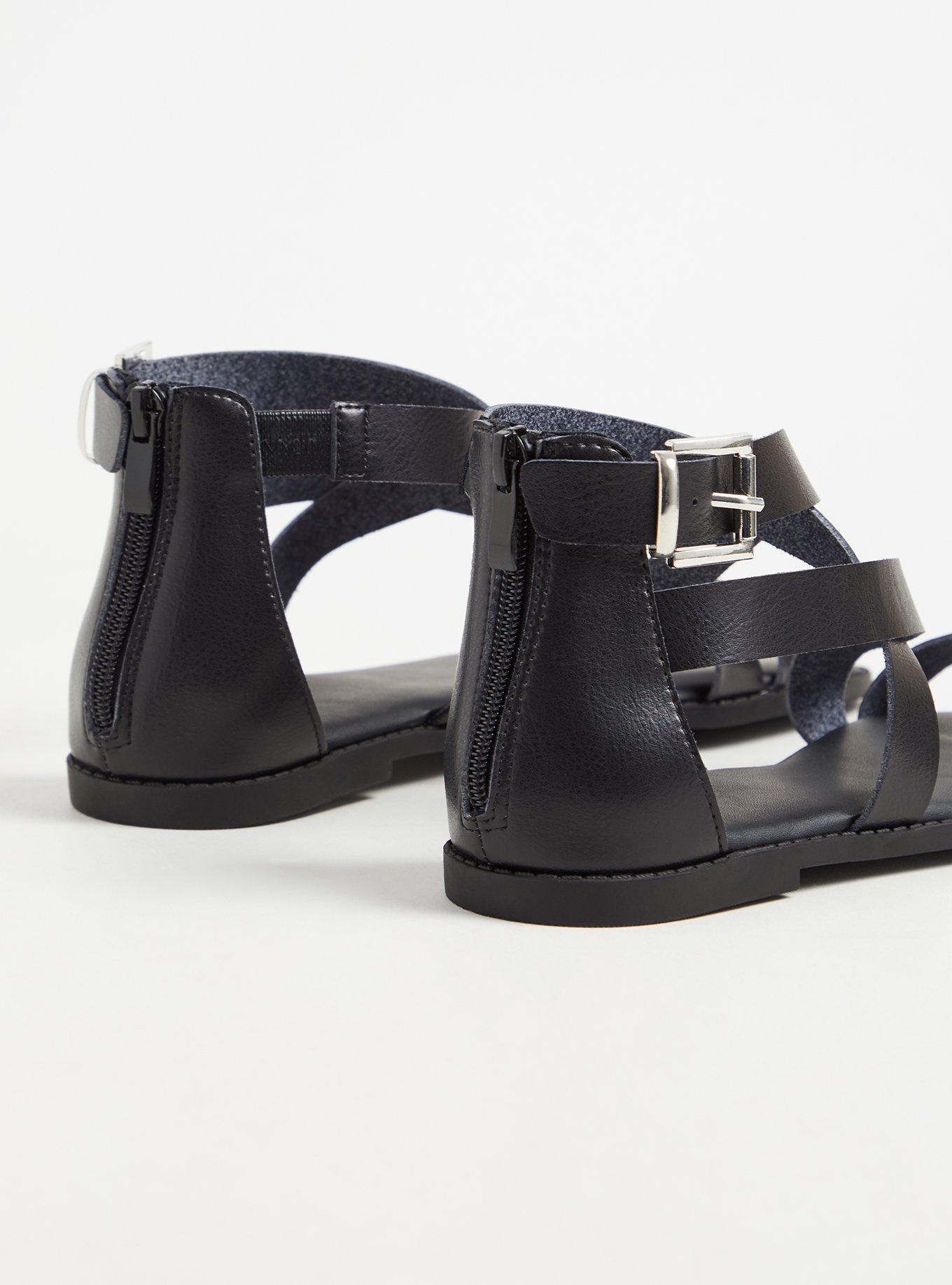 Plus Size Asymmetric Gladiator Sandal (WW), BLACK, alternate