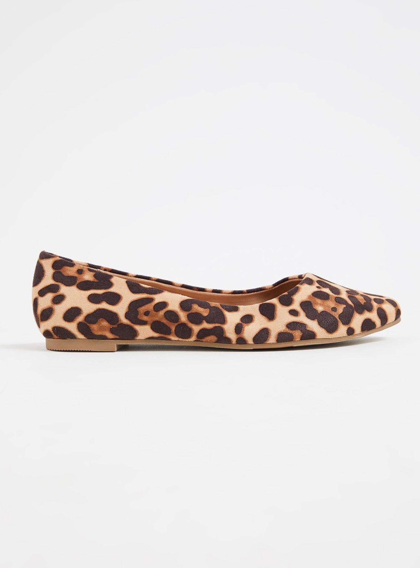 Round Toe Leopard Print Flat Shoes Comfy Walking Women's Flats