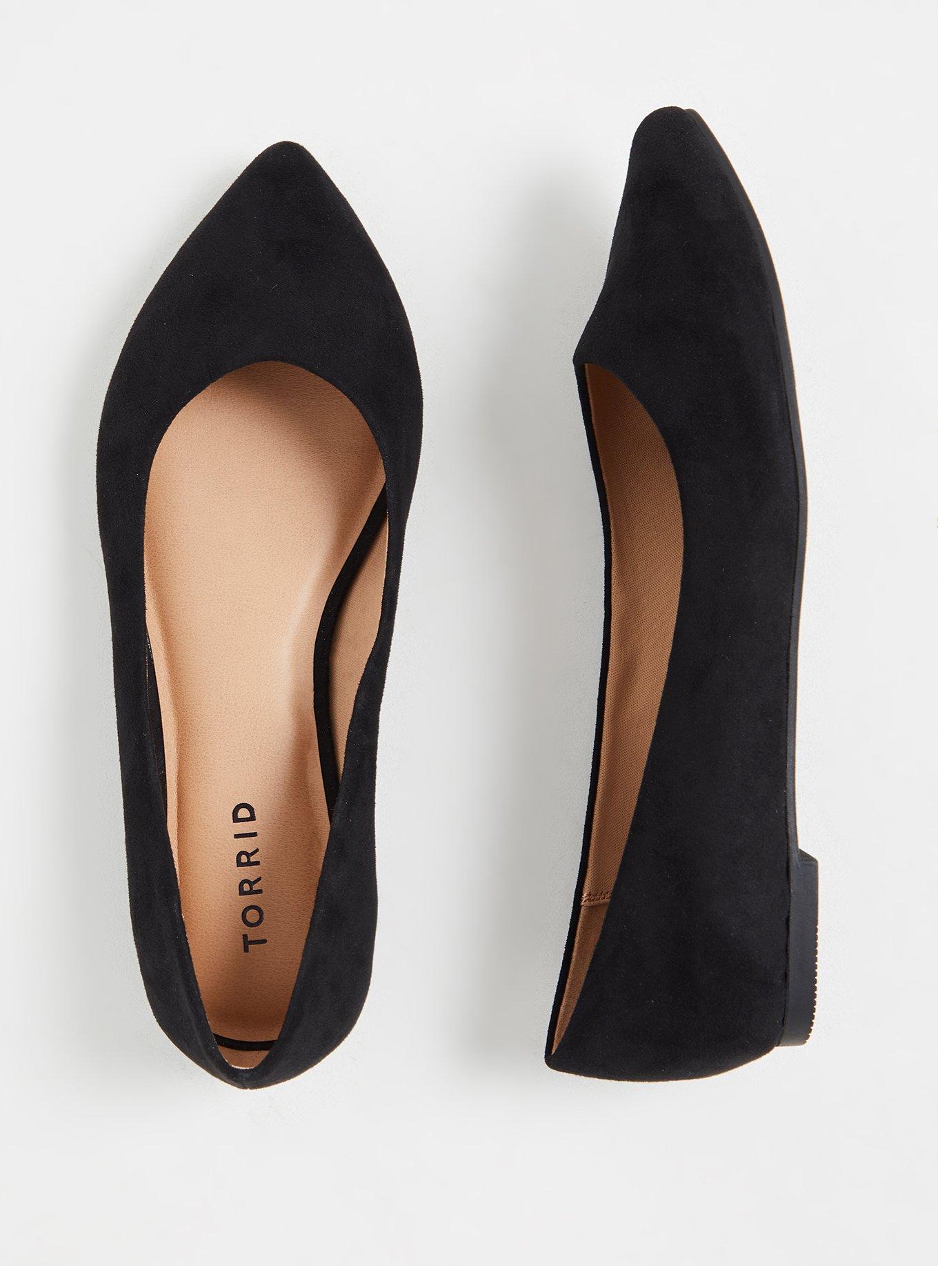 Pointed Toe Flat (WW), BLACK, hi-res