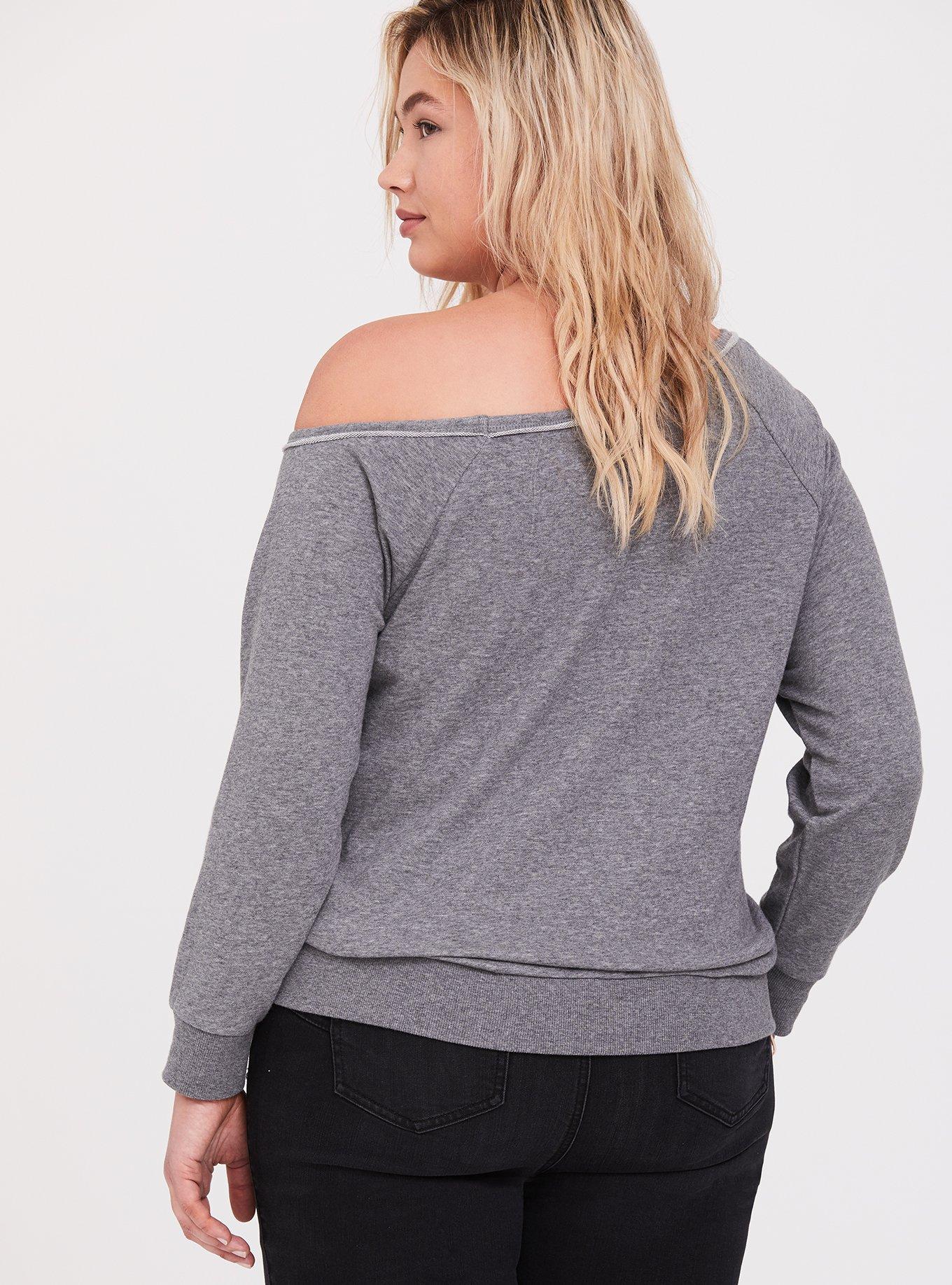 Off shoulder 2024 grey sweatshirt