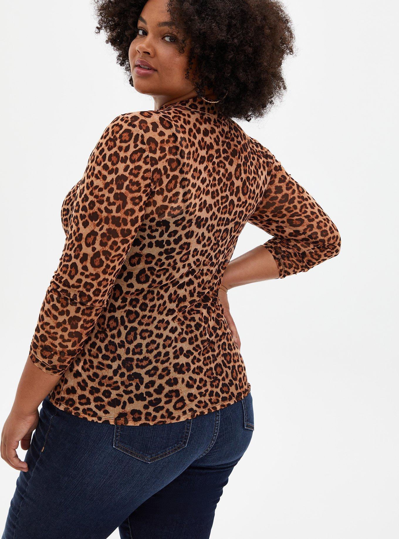 Mesh Mock Neck Long Sleeve Top, ANIMAL, alternate