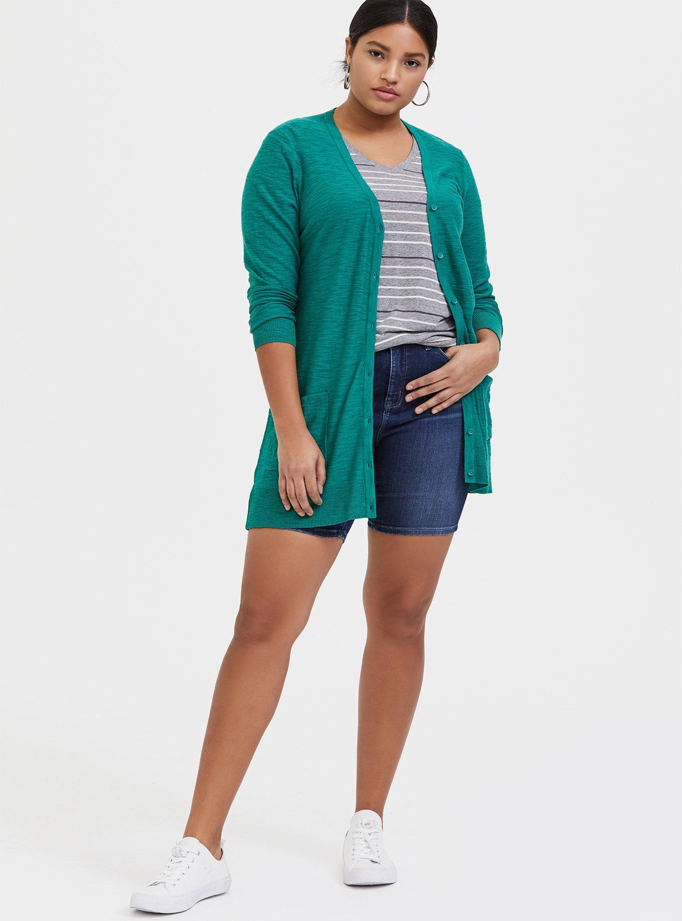 Plus Size Sky High Skinny Bermuda Short - Super Soft Dark Wash, COSMIC BLUE, alternate