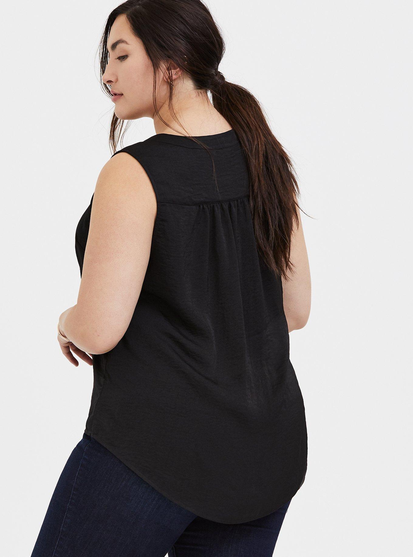Plus Size Charmeuse Tank, DEEP BLACK, alternate