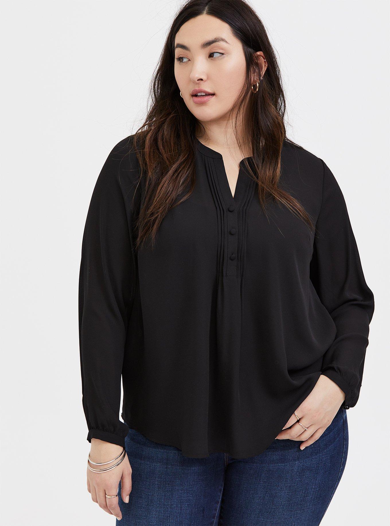 Catherines Women's Plus Size Georgette Pintuck Blouse 