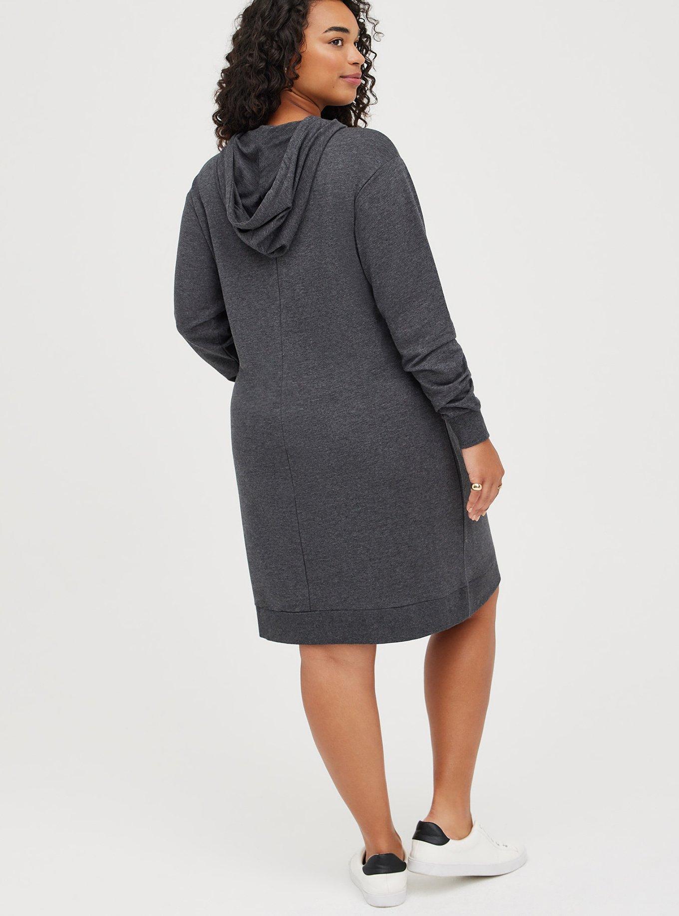 oversized french terry hoodie dress reviews French Terry Long Puff Sleeve Hoodie Dress