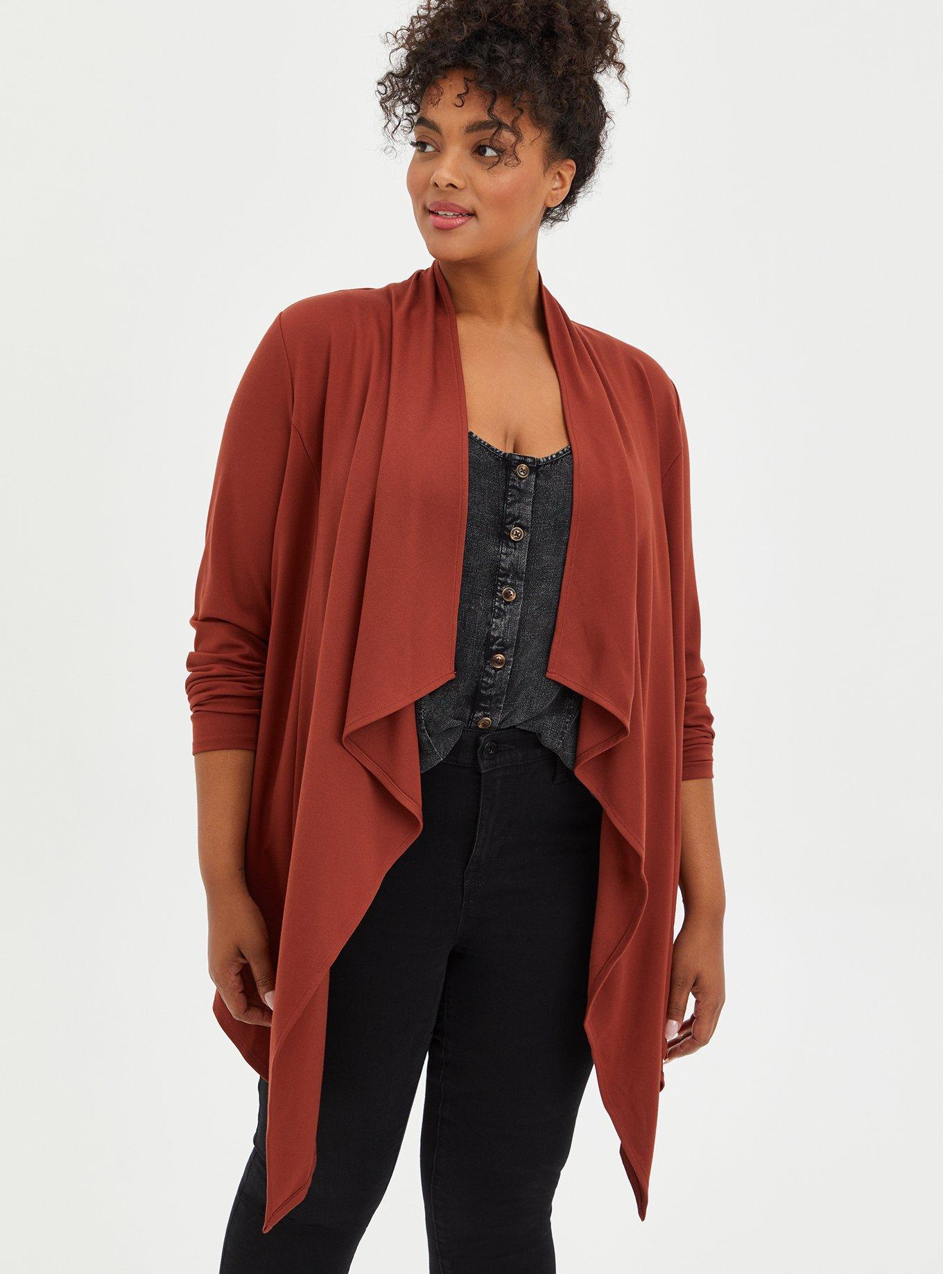 Plus Size - Studio Ponte Drape Cardigan - Torrid