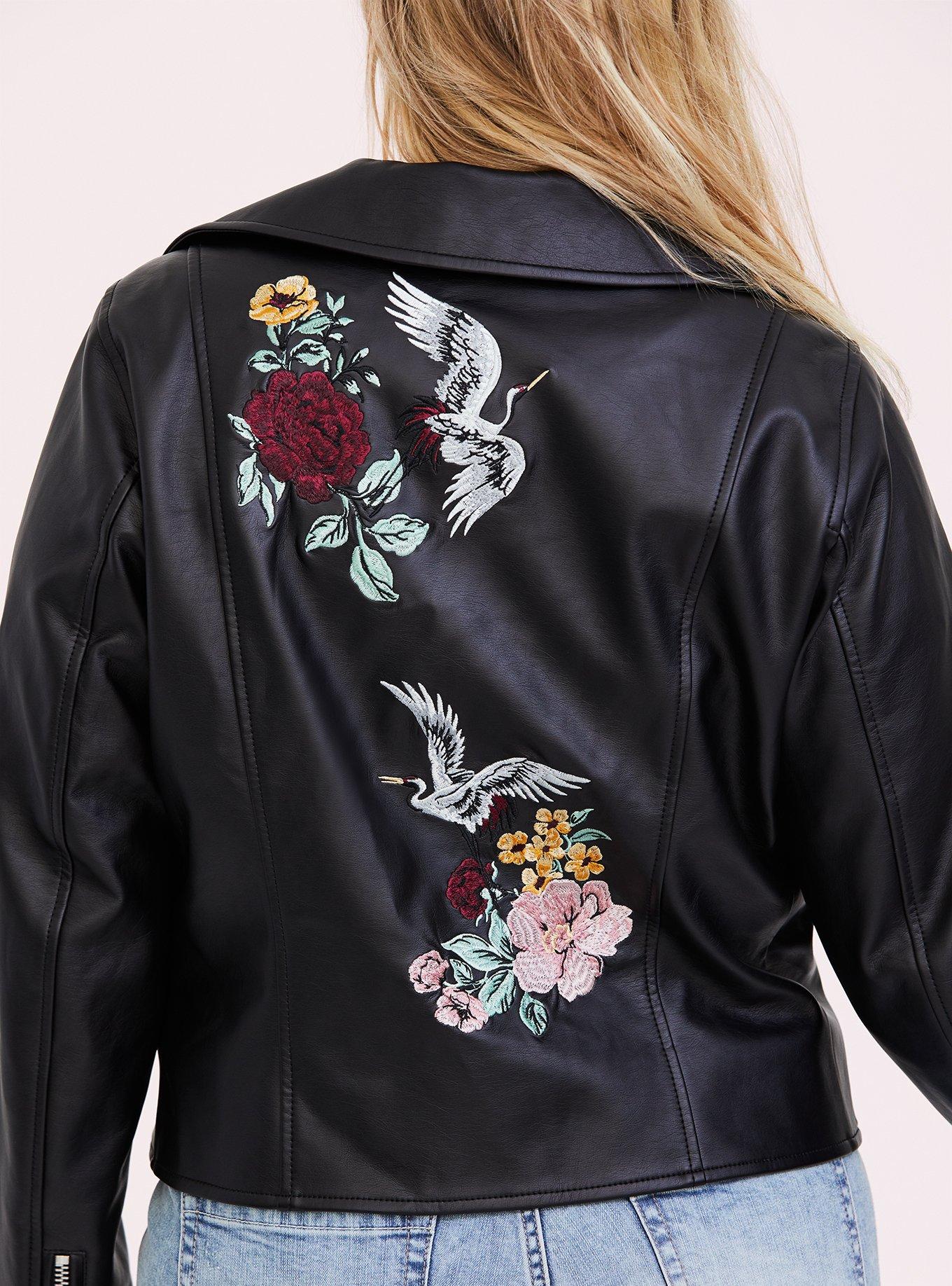 Torrid XBetsey Johnson size 1 hotsell embroidered faux leather jacket