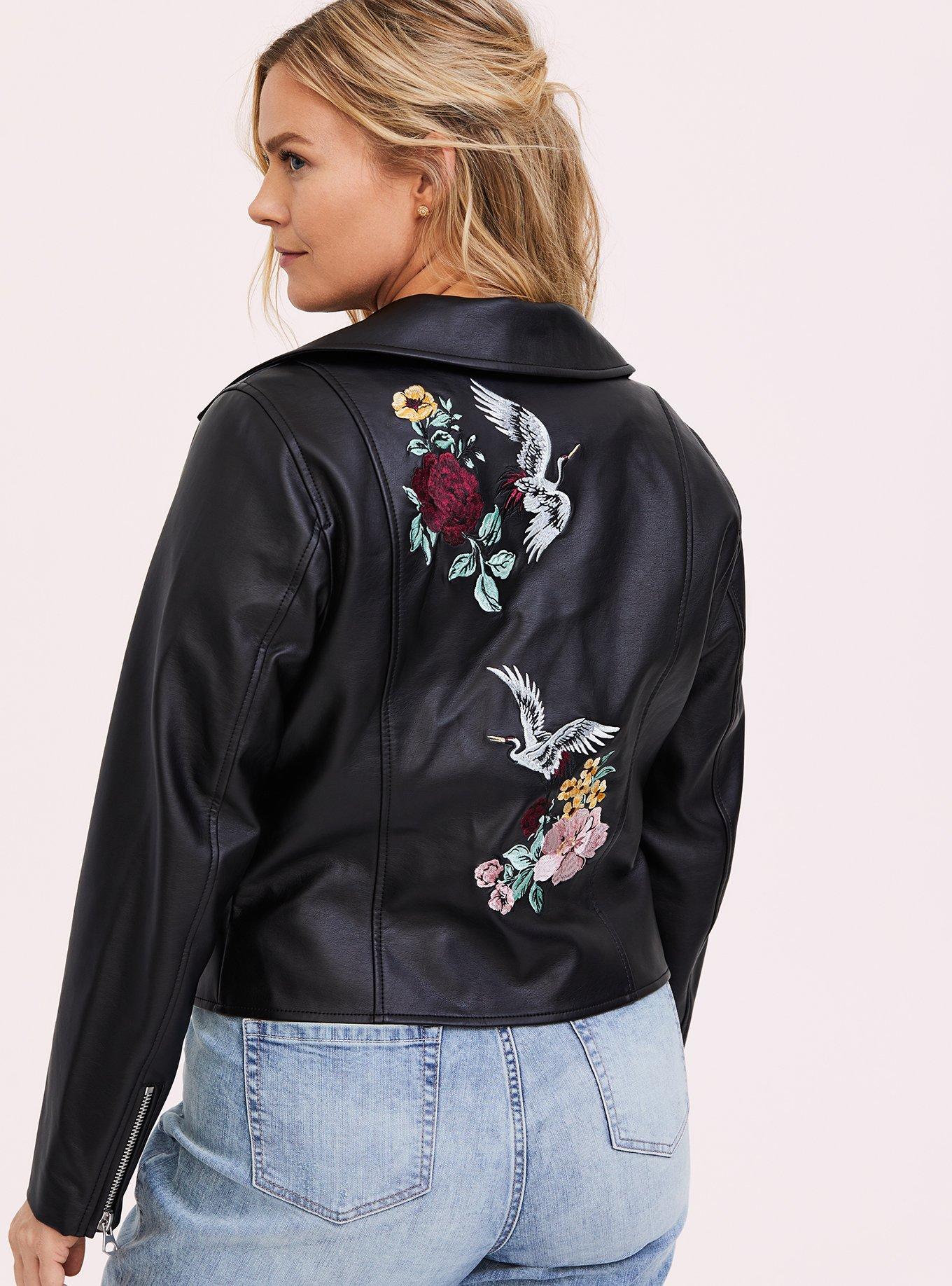 Embroidered Harness Single-breasted Jacket in Black