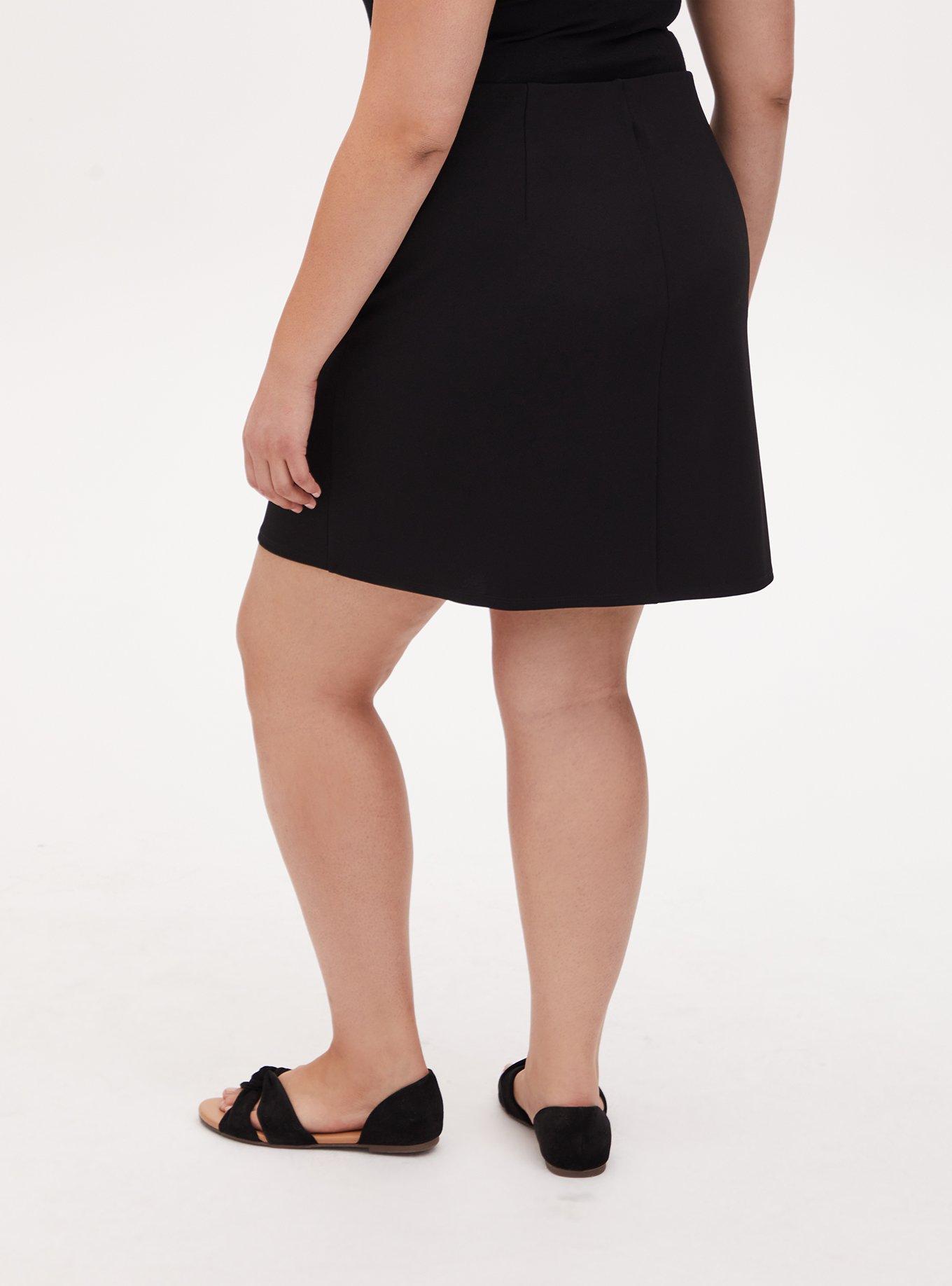 Plus Size Mini Scuba Wrap Skirt, DEEP BLACK, alternate
