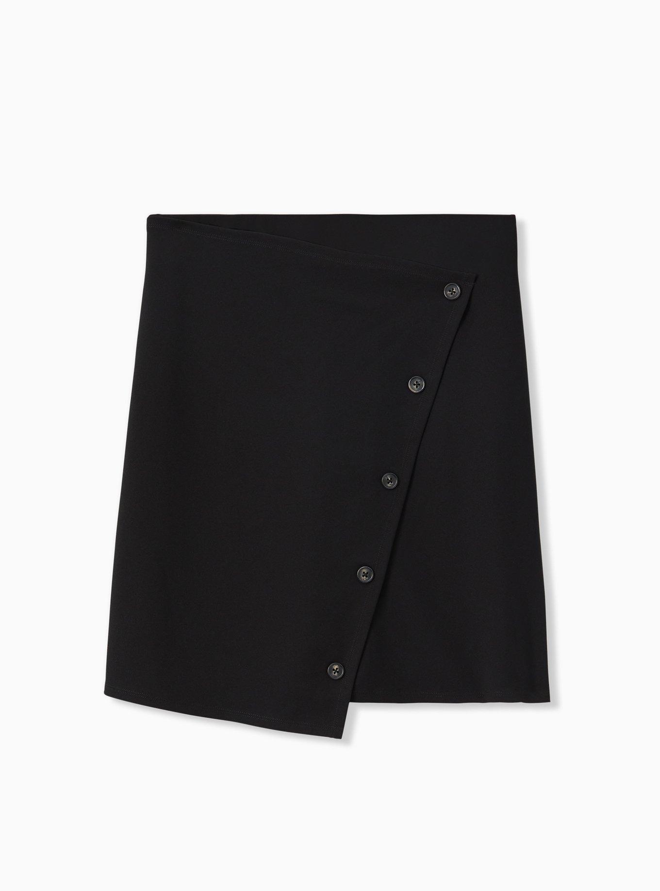 Plus Size Mini Scuba Wrap Skirt, DEEP BLACK, hi-res
